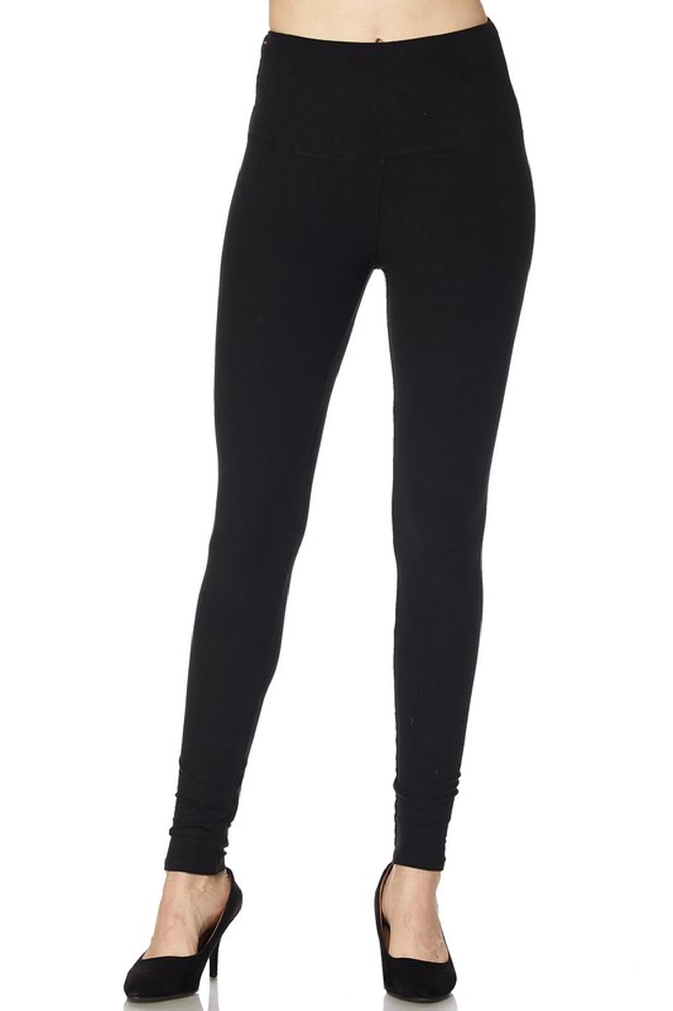 Brushed High Waisted Basic Solid Plus Size Leggings - 5 Inch Waist