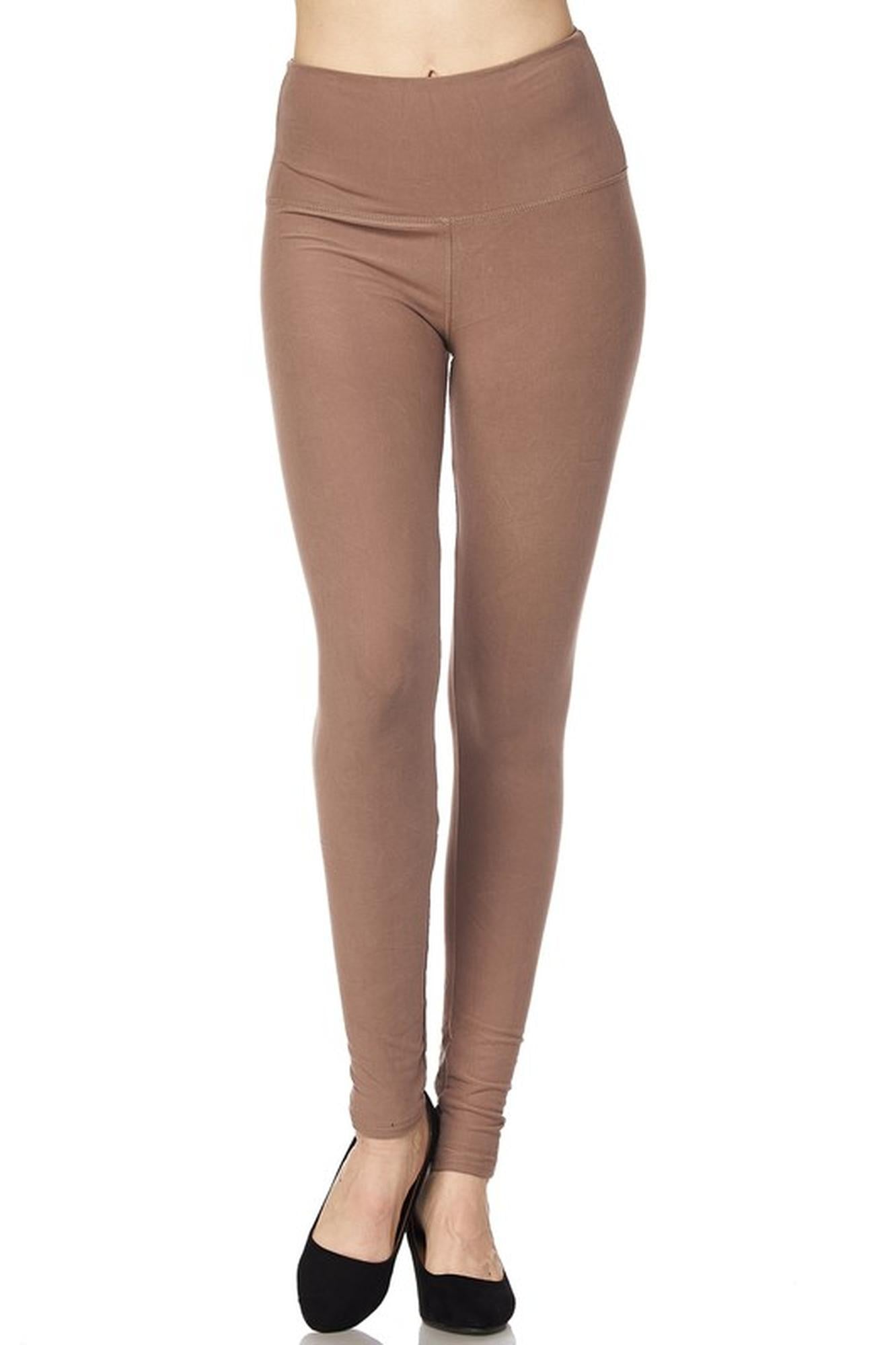 Brushed High Waisted Basic Solid Plus Size Leggings - 5 Inch Waist