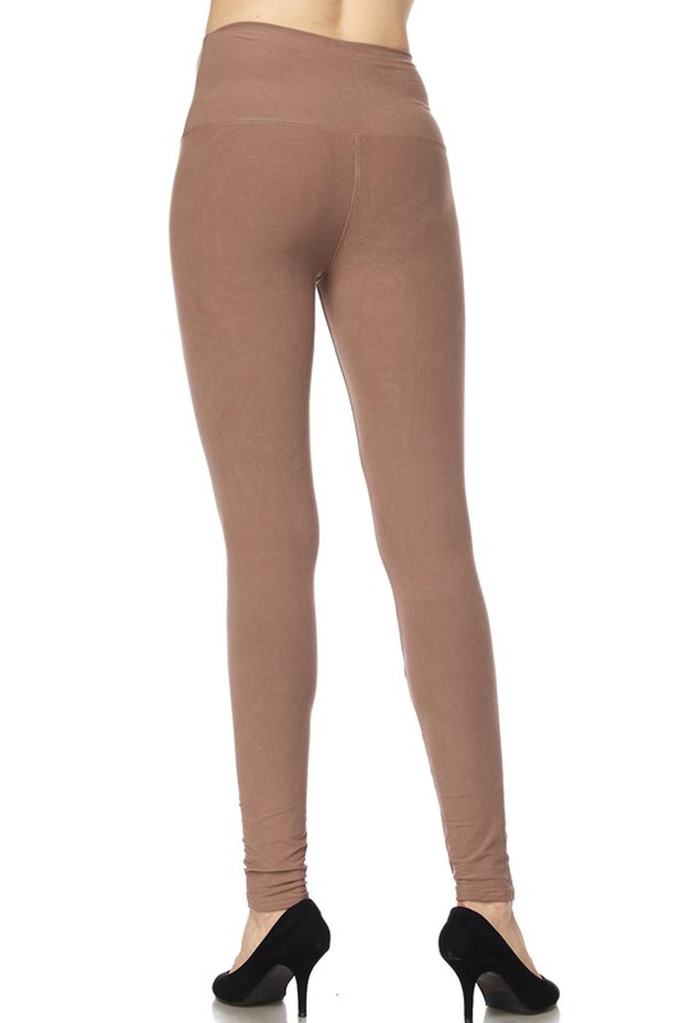 Brushed High Waisted Basic Solid Plus Size Leggings - 5 Inch Waist