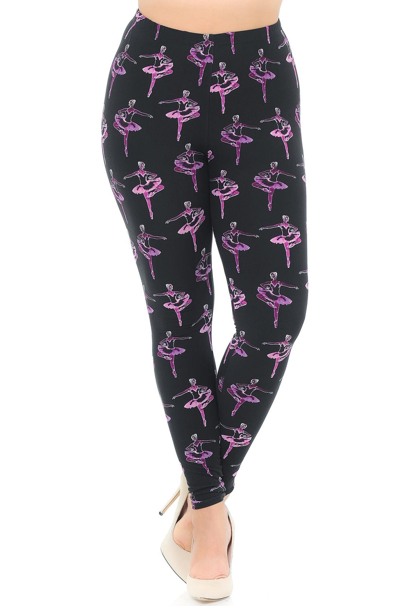 Buttery Soft Ballerina PLus Size Leggings (One Size Plus,Black)