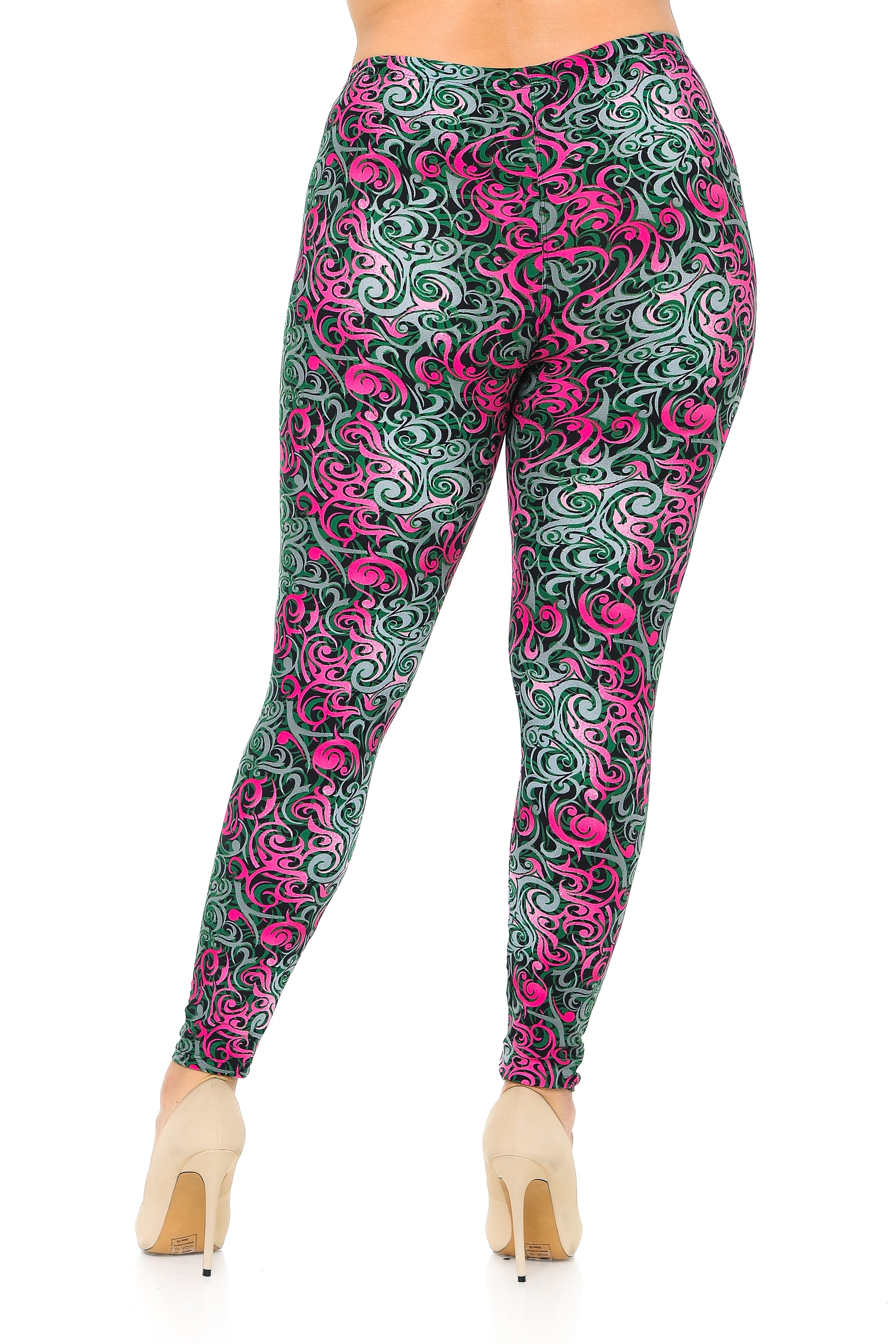 Buttery Soft Fuchsia Tangled Swirl Plus Size Leggings (One Size Plus,Fuchsia)