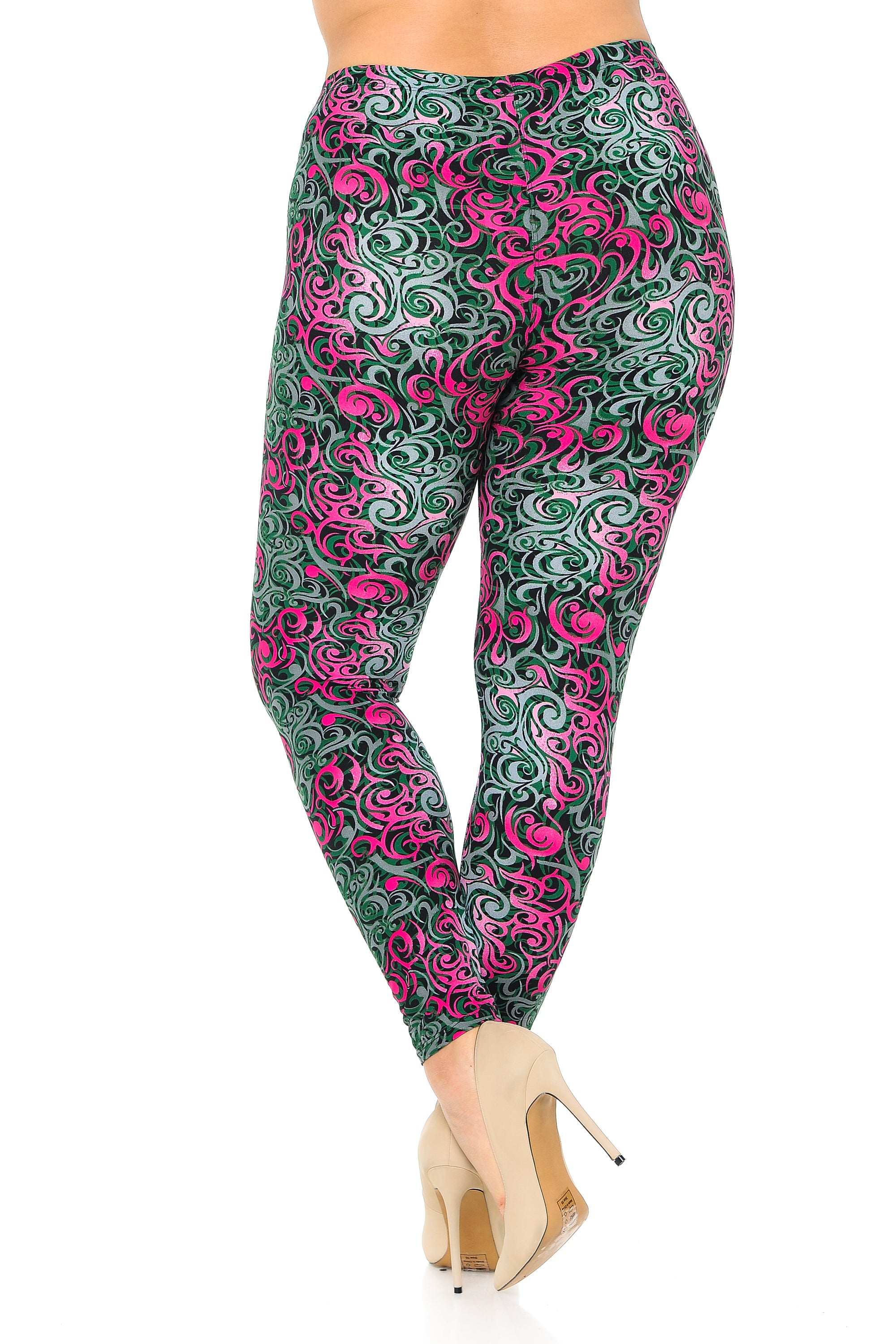 Buttery Soft Fuchsia Tangled Swirl Plus Size Leggings (One Size Plus,Fuchsia)