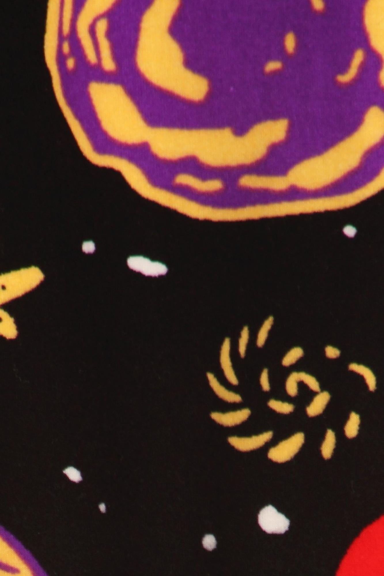 Buttery Soft Planets in Space Plus Size Leggings (One Size Plus,Black)