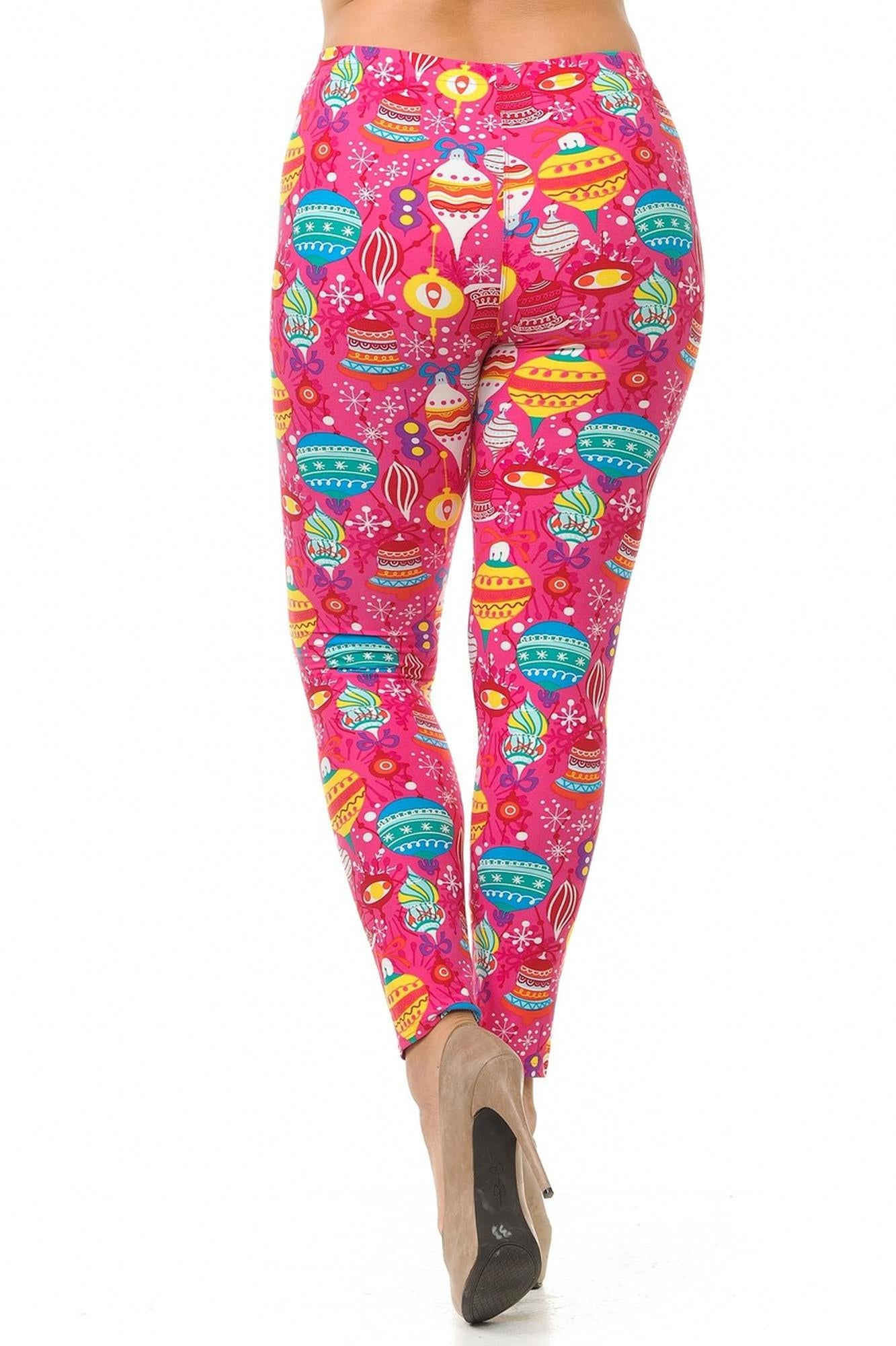 Buttery Soft Pink Christmas Plus Size Leggings (One Size Plus,Pink)