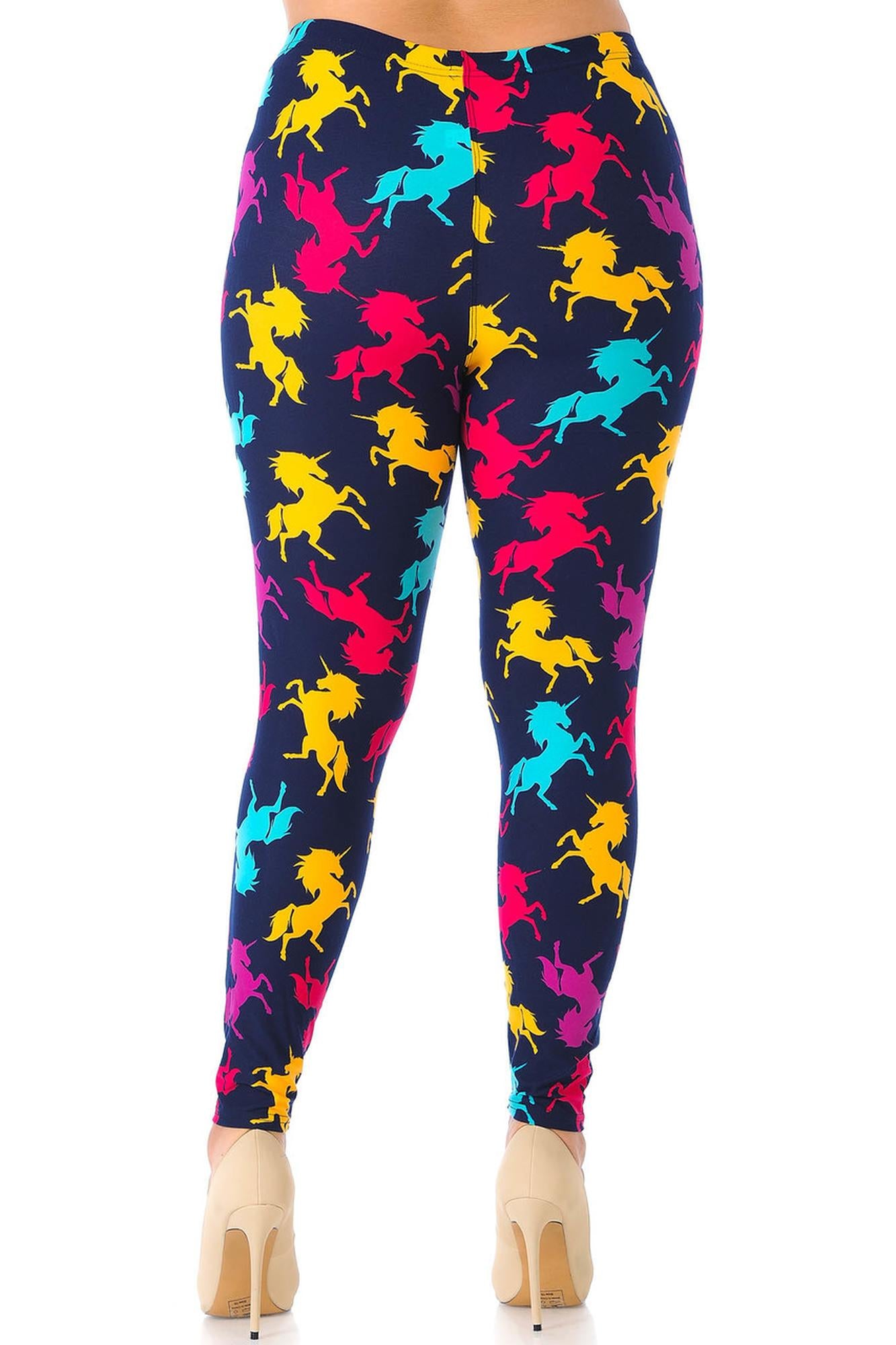 Buttery Soft Colorful Unicorns Plus Size Leggings (One Size Plus,Multi Color Bold)