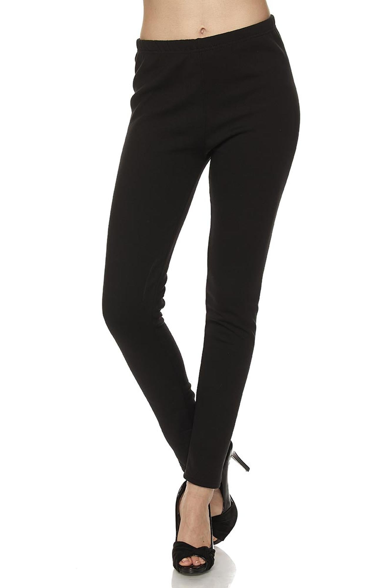Warm Solid Fur Lined Plus Size Leggings