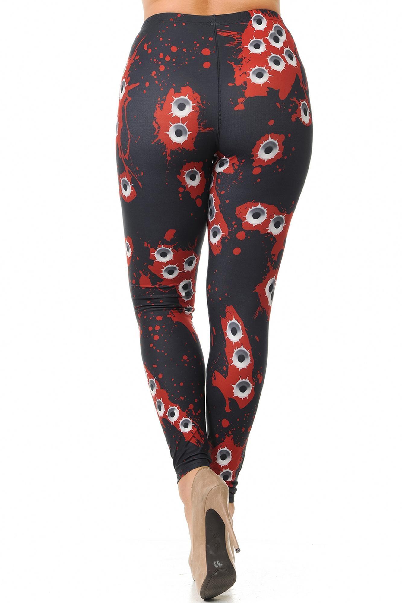 Creamy Soft Drive By Shooting Plus Size Leggings (One Size Plus,Red)