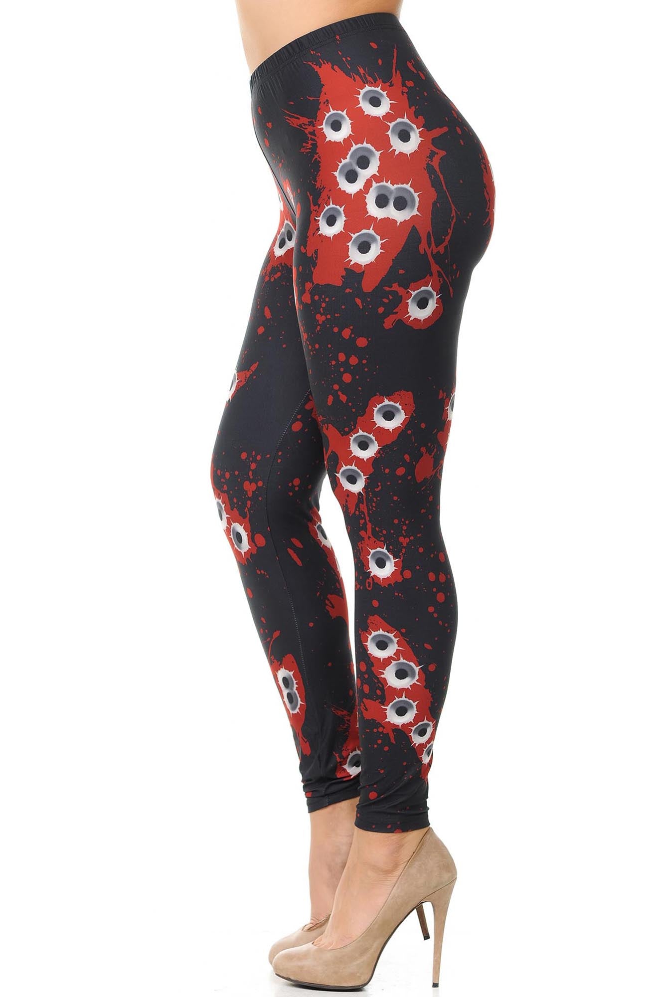 Creamy Soft Drive By Shooting Plus Size Leggings (One Size Plus,Red)