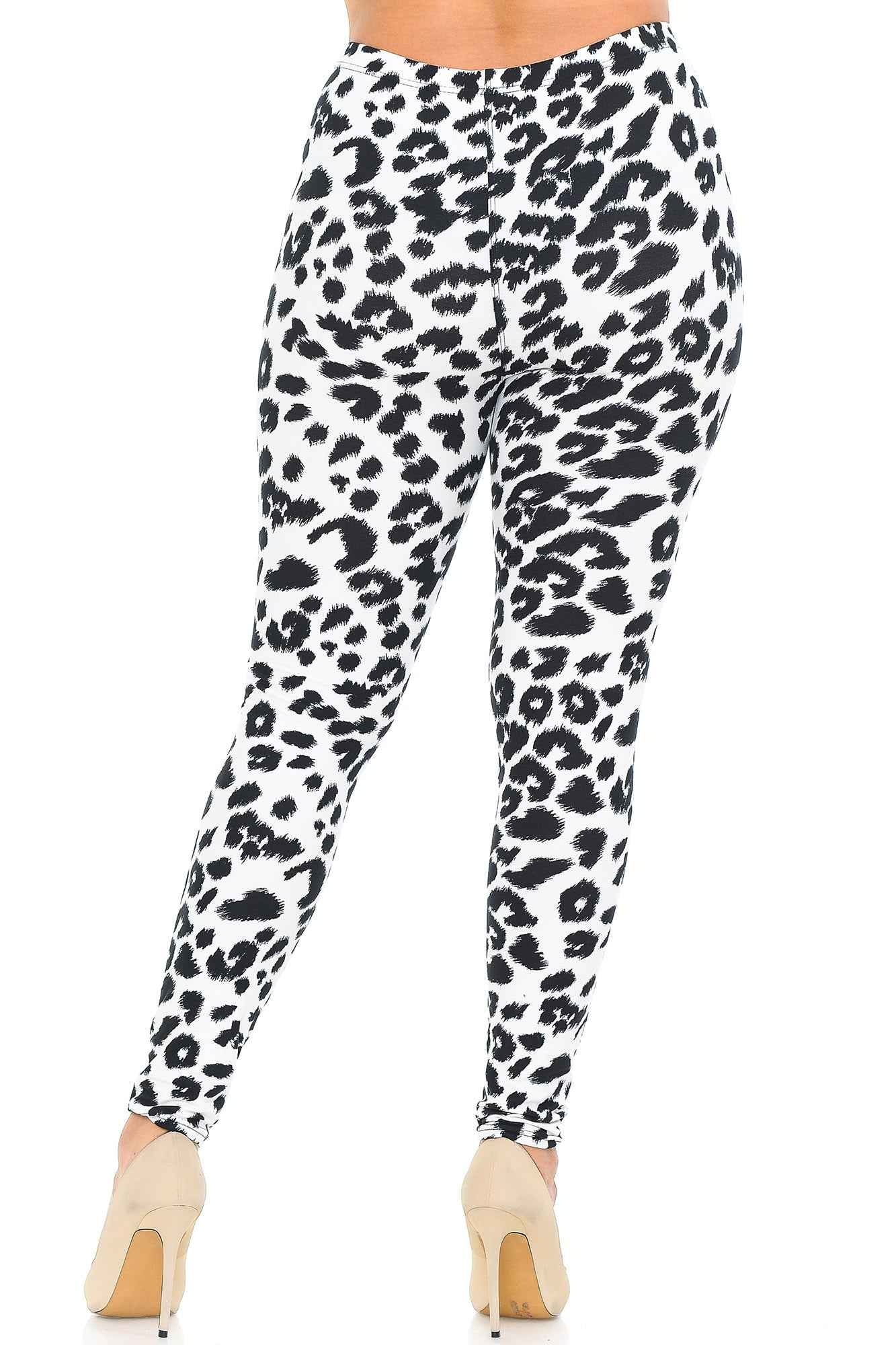 Buttery Soft Ivory Spotted Leopard Plus Size Leggings (One Size Plus,White)