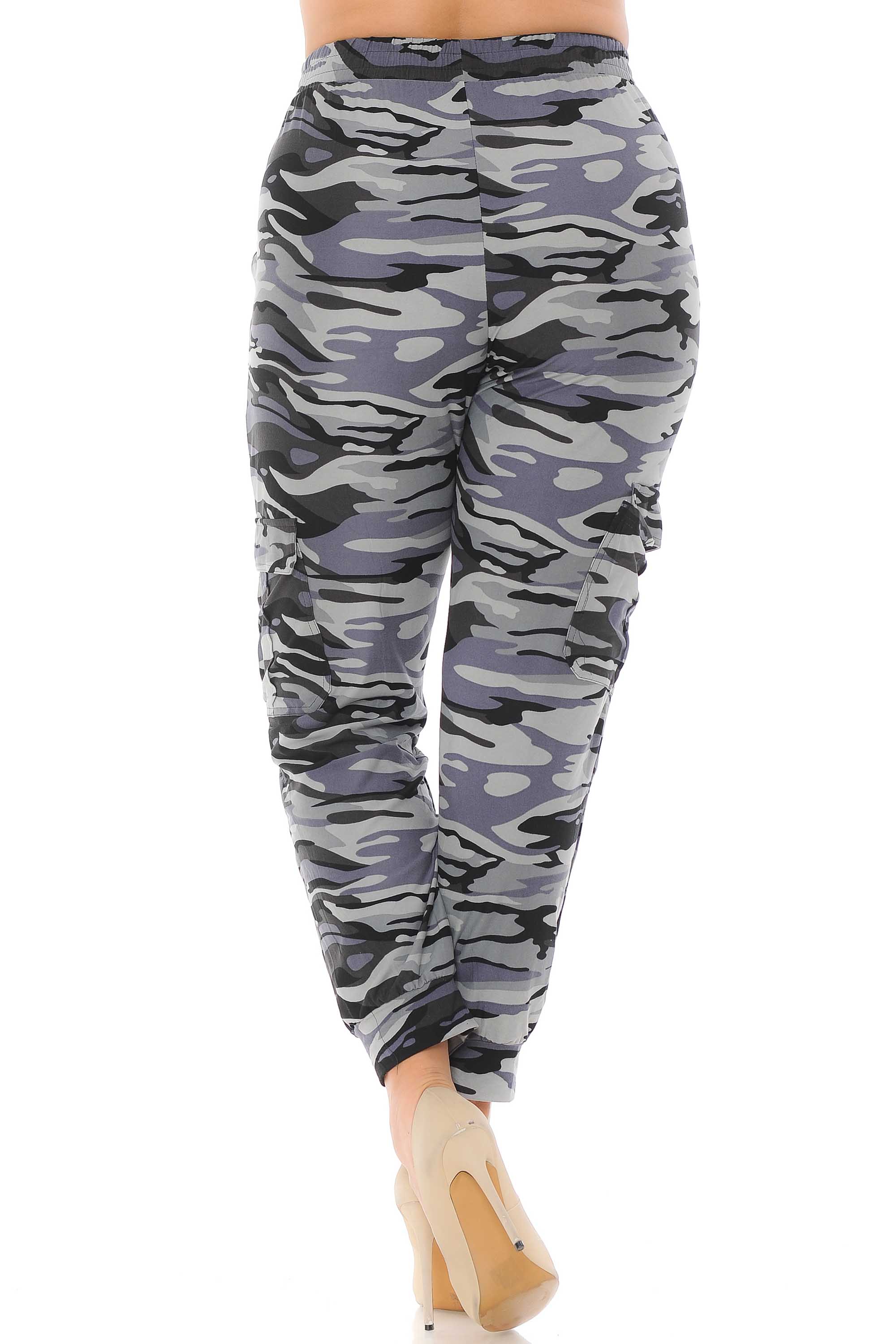 Brushed Charcoal Camouflage Cargo Plus Size Joggers - New Mix