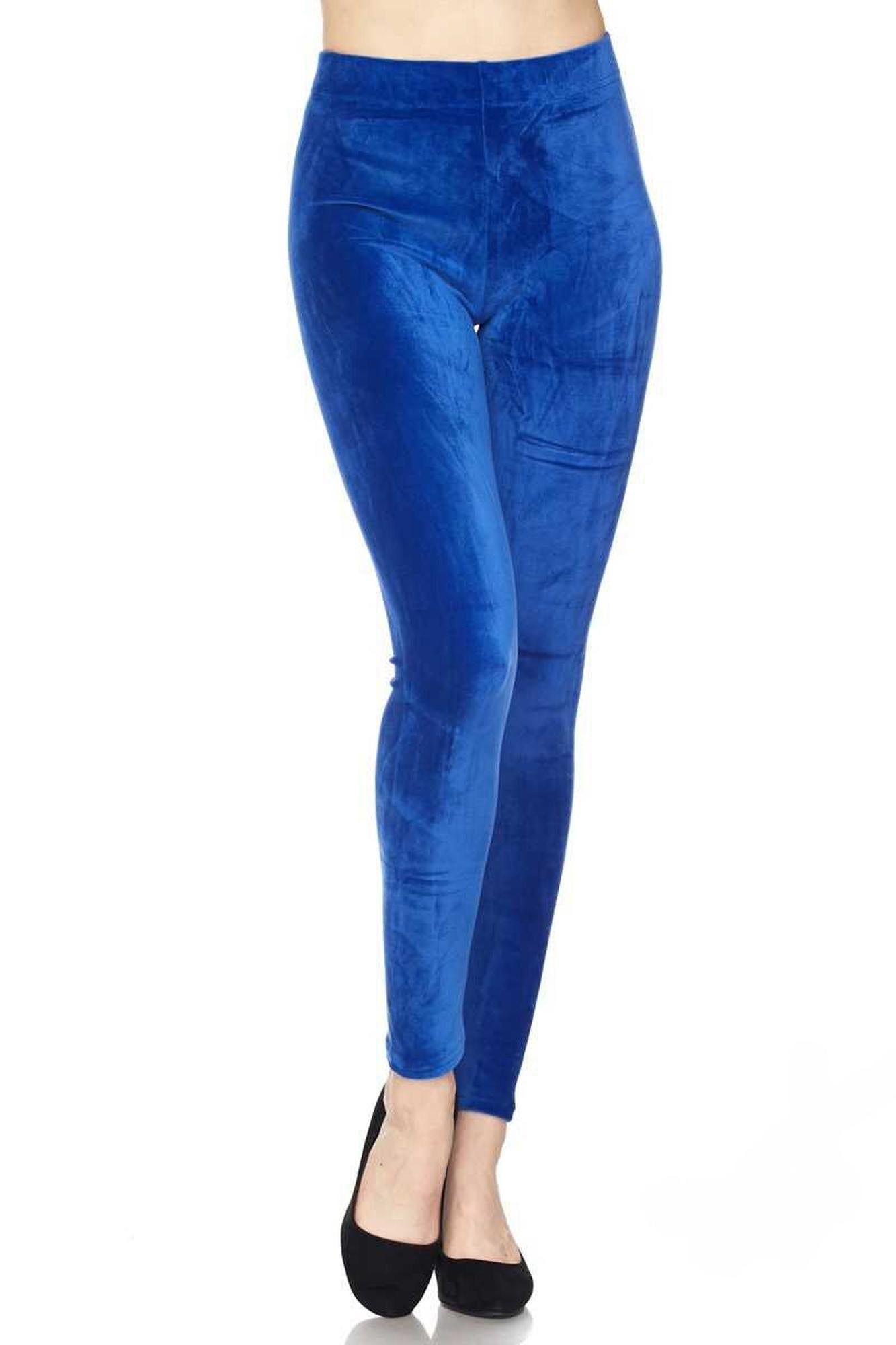 Solid Brushed Velour Velvet Plus Size Leggings