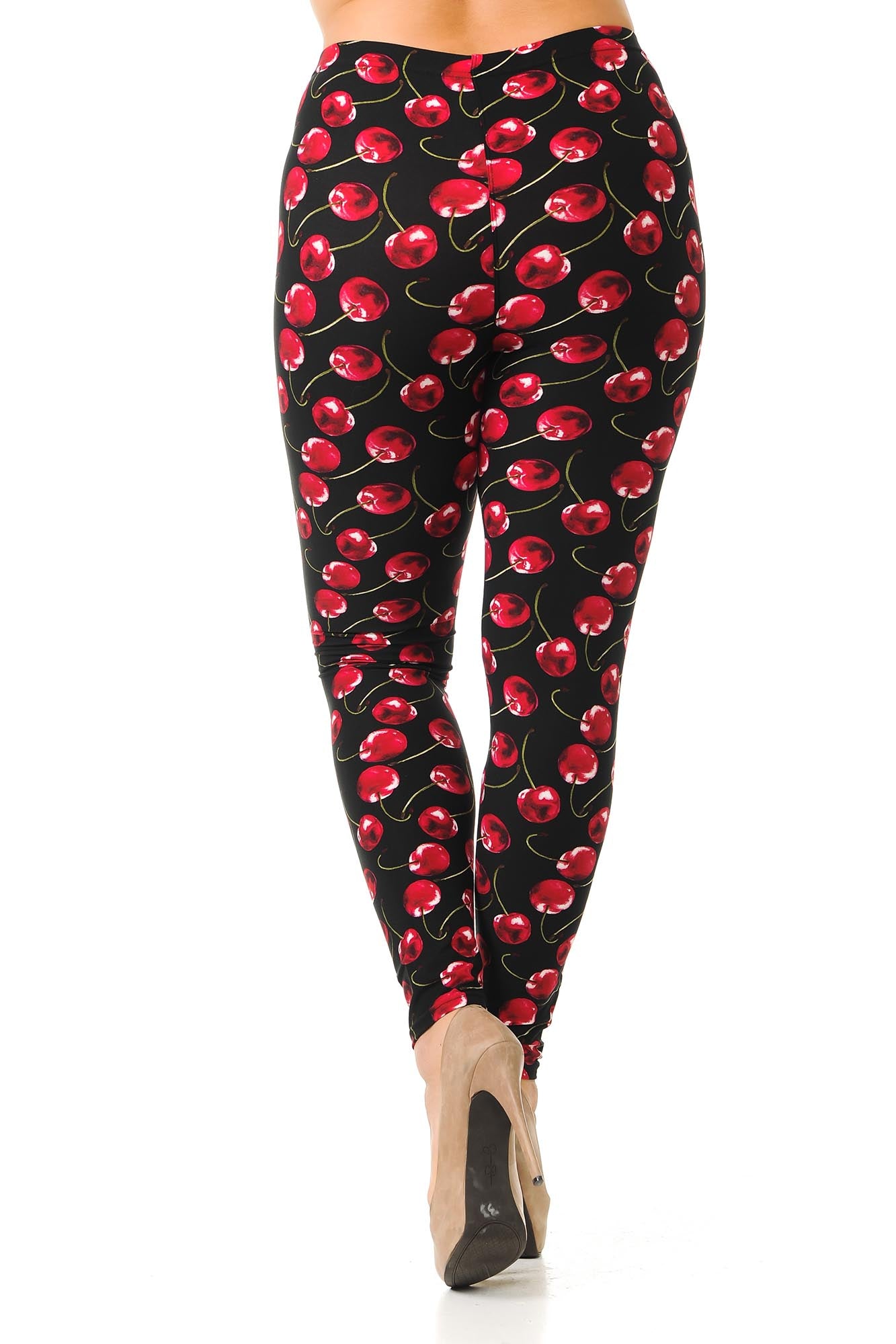 Buttery Soft Summer Wild Cherry Plus Size Leggings (One Size Plus,Red)