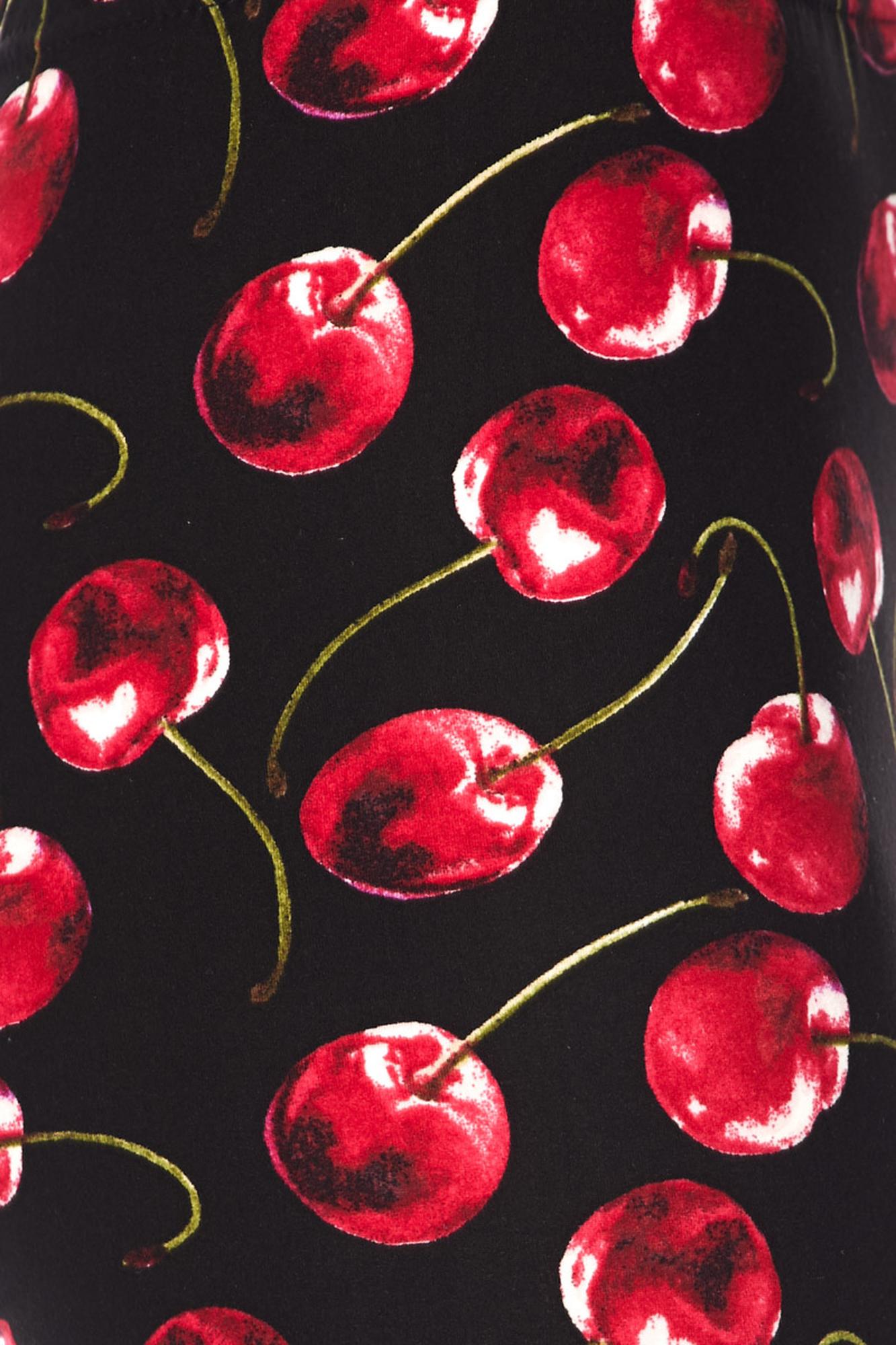 Buttery Soft Summer Wild Cherry Plus Size Leggings (One Size Plus,Red)