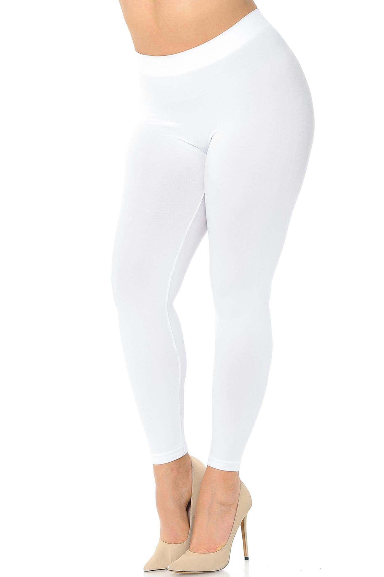 Premium Nylon Spandex Solid Basic Plus Size Leggings