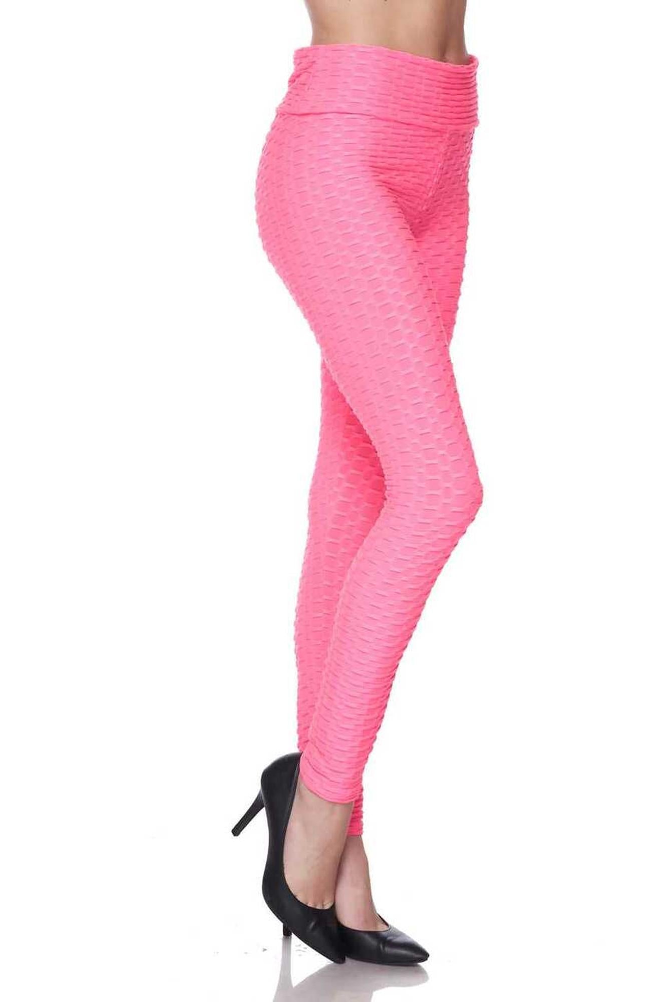 Scrunch Butt Textured High Waisted Plus Size Leggings with Pockets