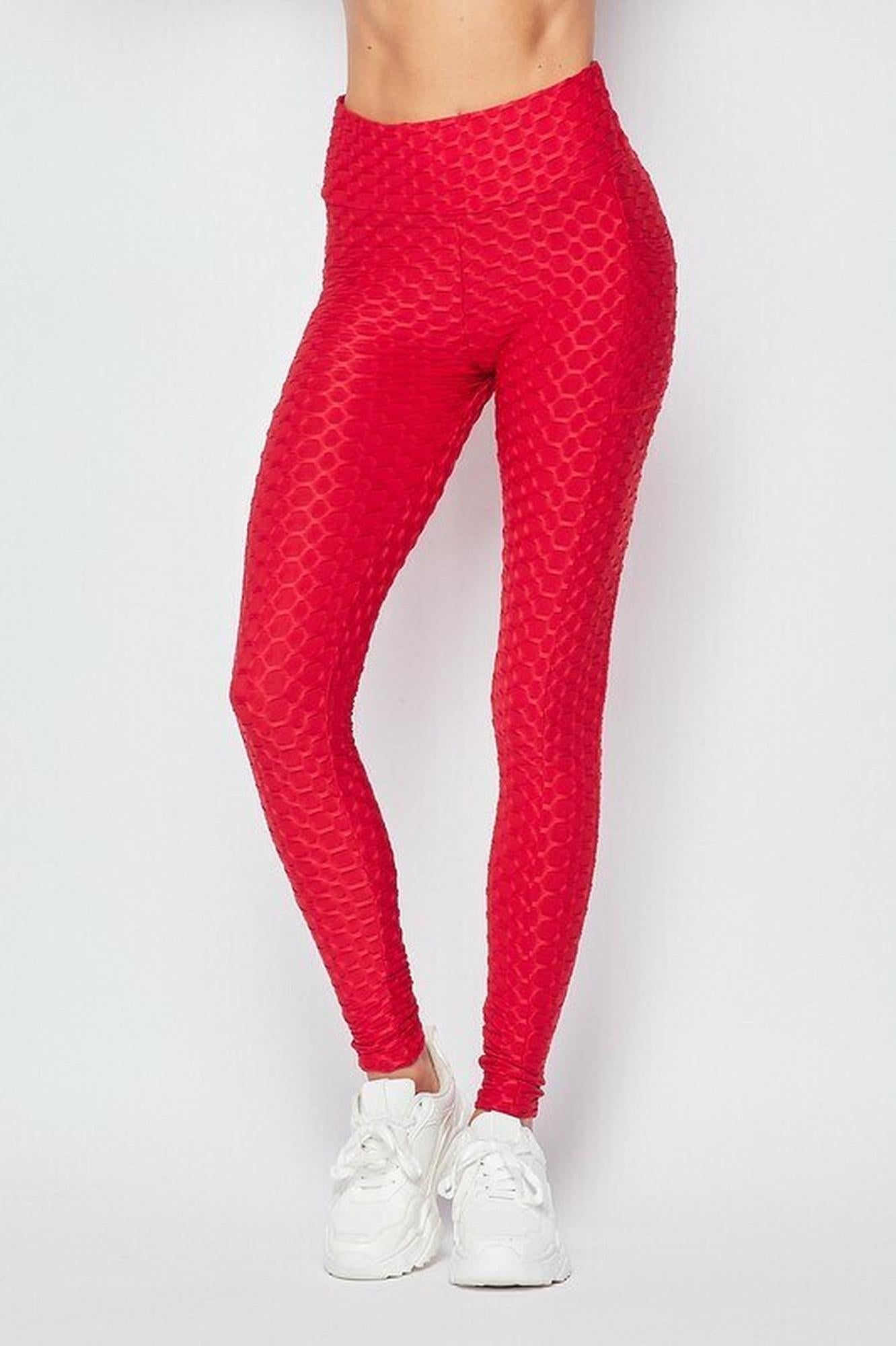 Scrunch Butt Textured High Waisted Plus Size Leggings with Pockets