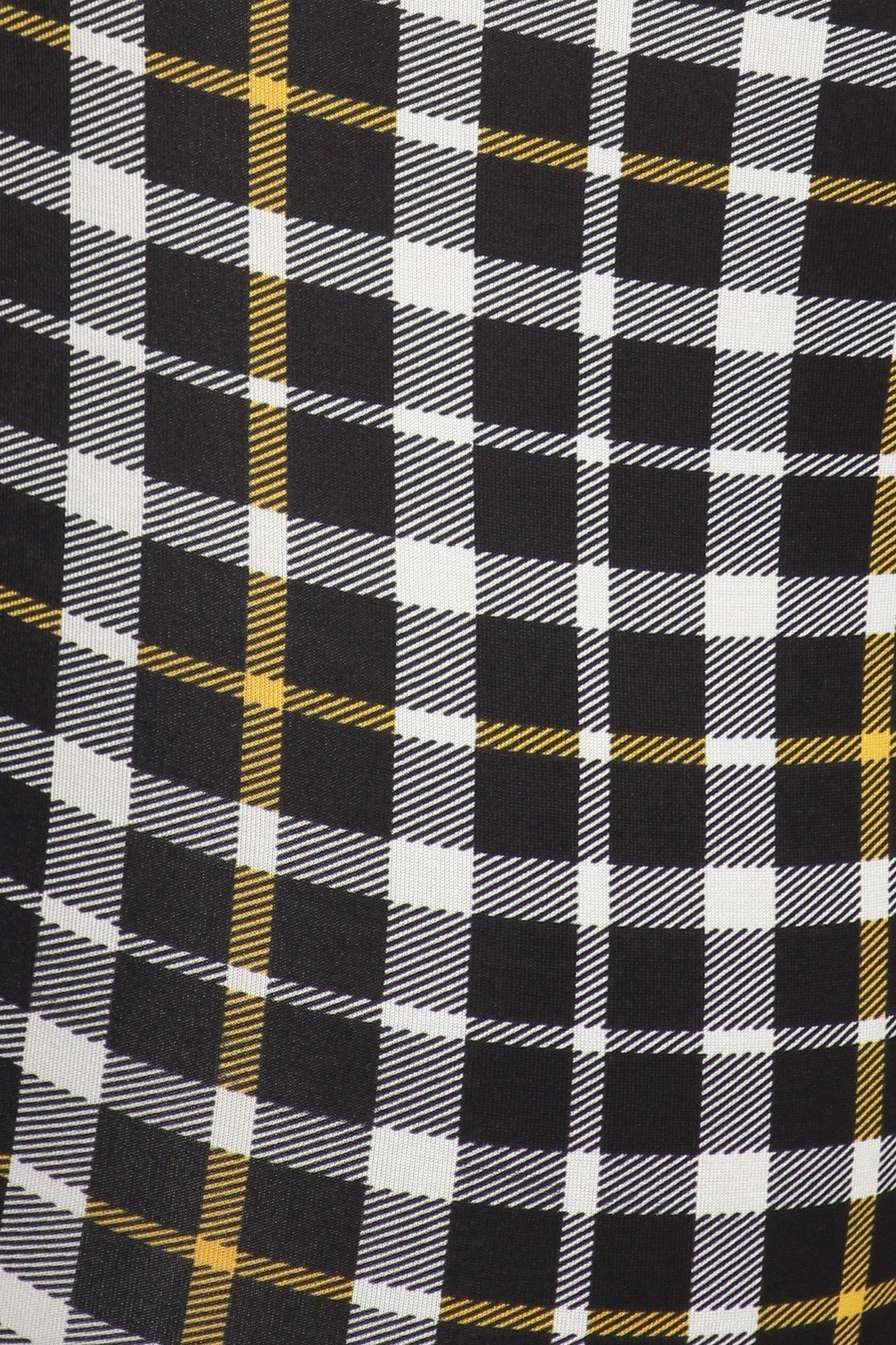 Belted Mustard Accent Plaid Plus Size Treggings with Pockets