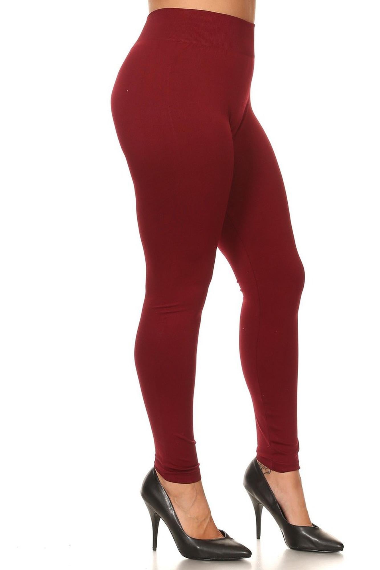 Extra Thick Solid Basic Plus Size Leggings