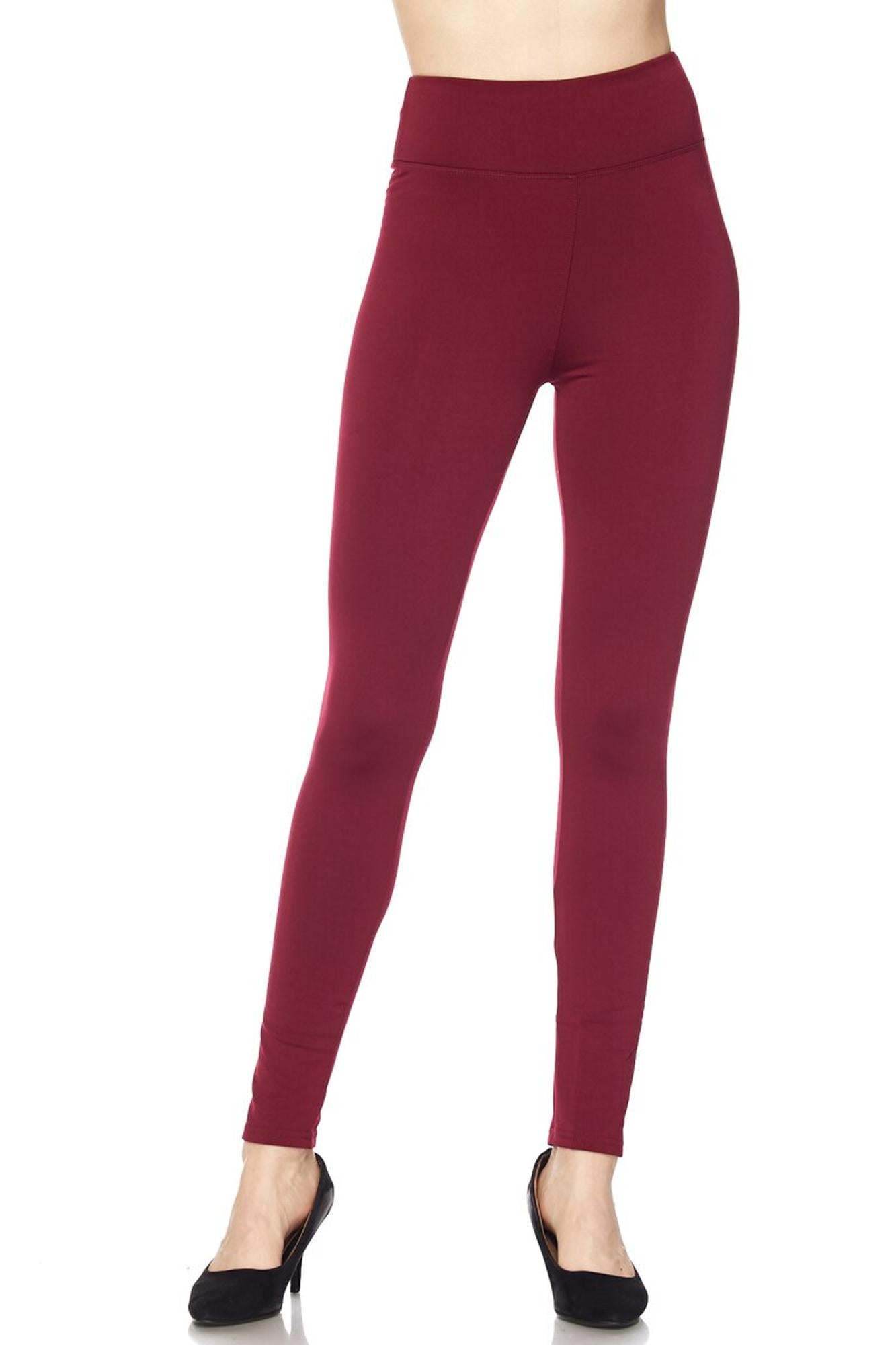 High Waisted Fleece Lined Plus Size Leggings - 3 Inch Waistband