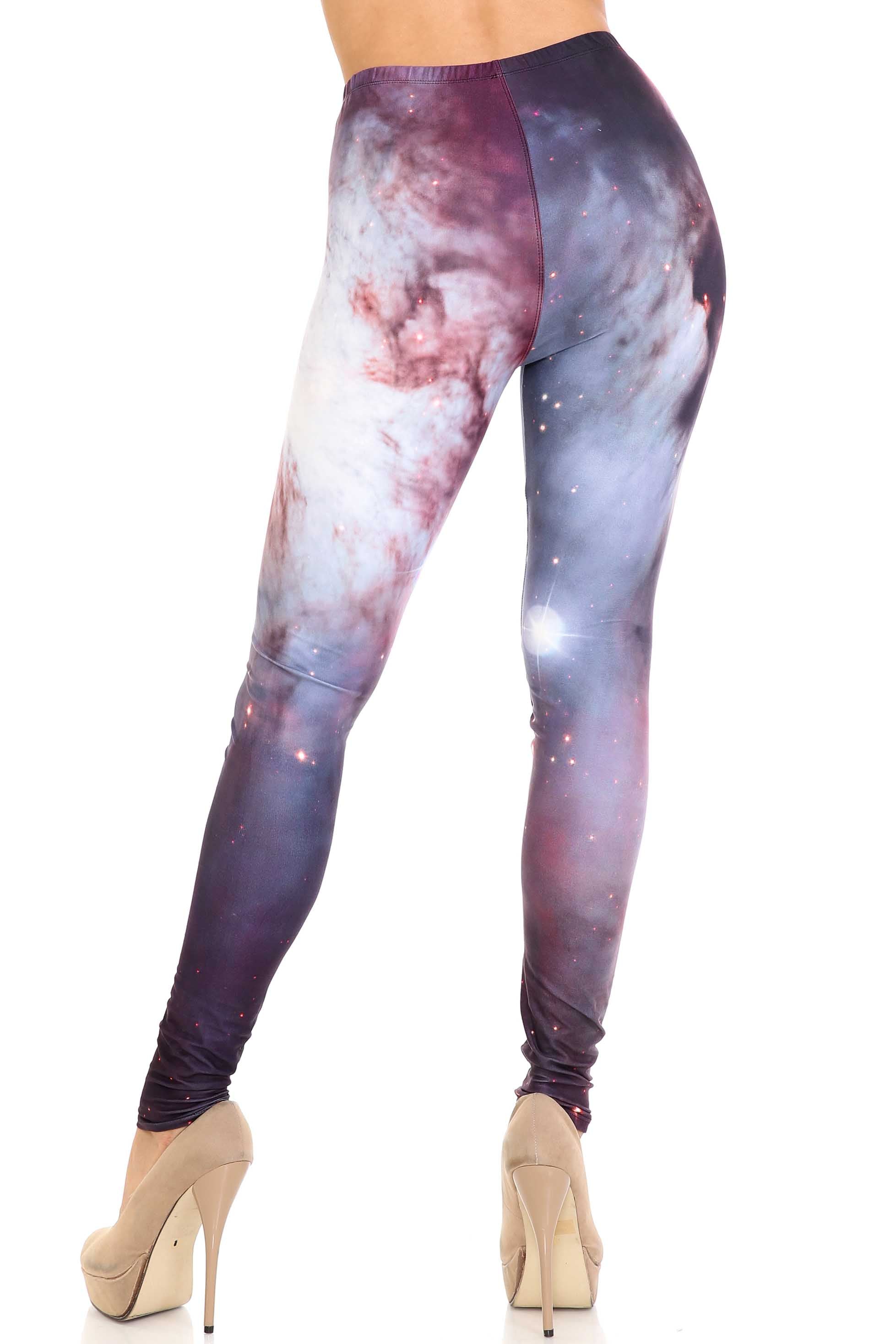 Creamy Soft Black Galaxy Plus Size Leggings - USA Fashion (One Size Plus,Black)