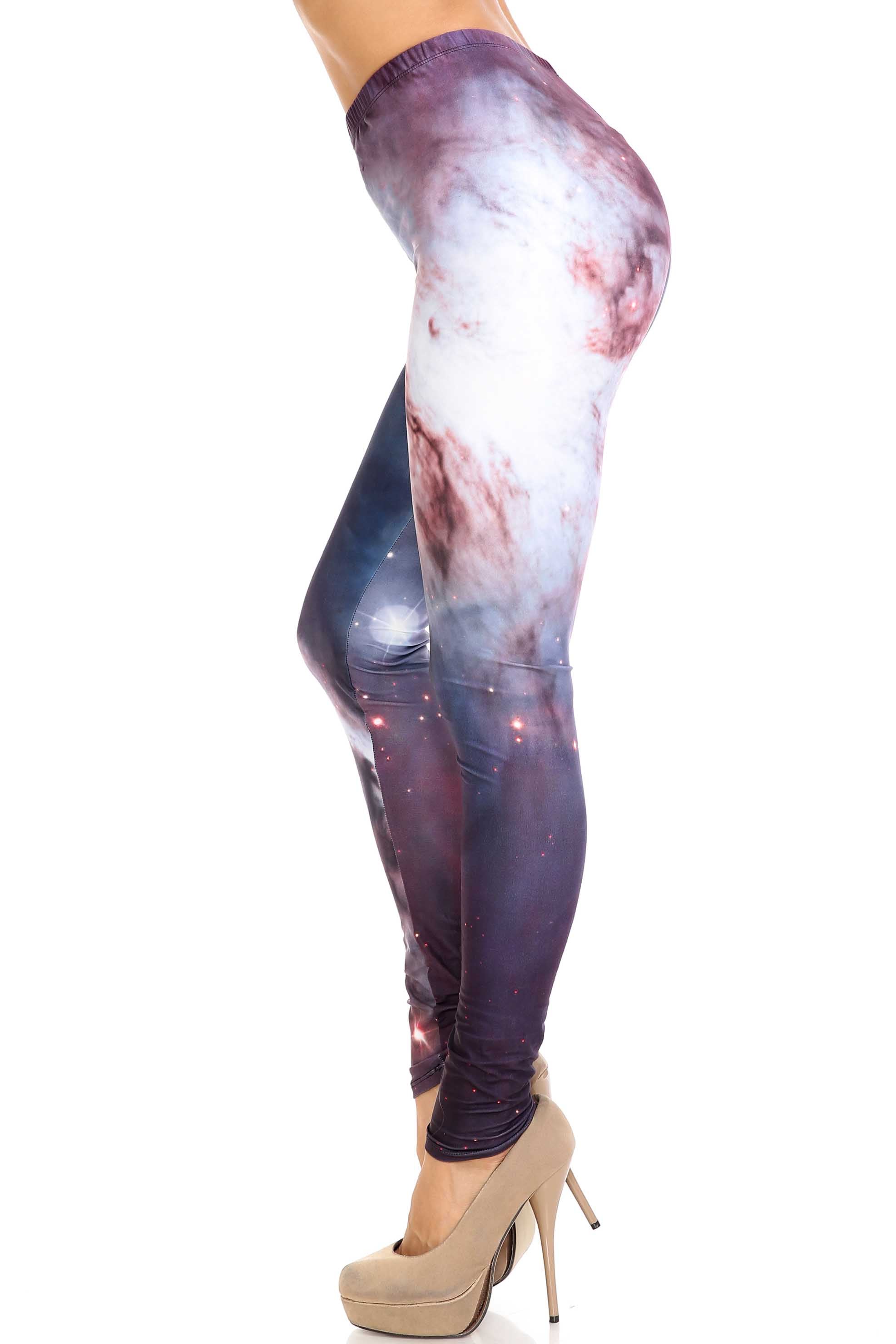 Creamy Soft Black Galaxy Plus Size Leggings - USA Fashion (One Size Plus,Black)