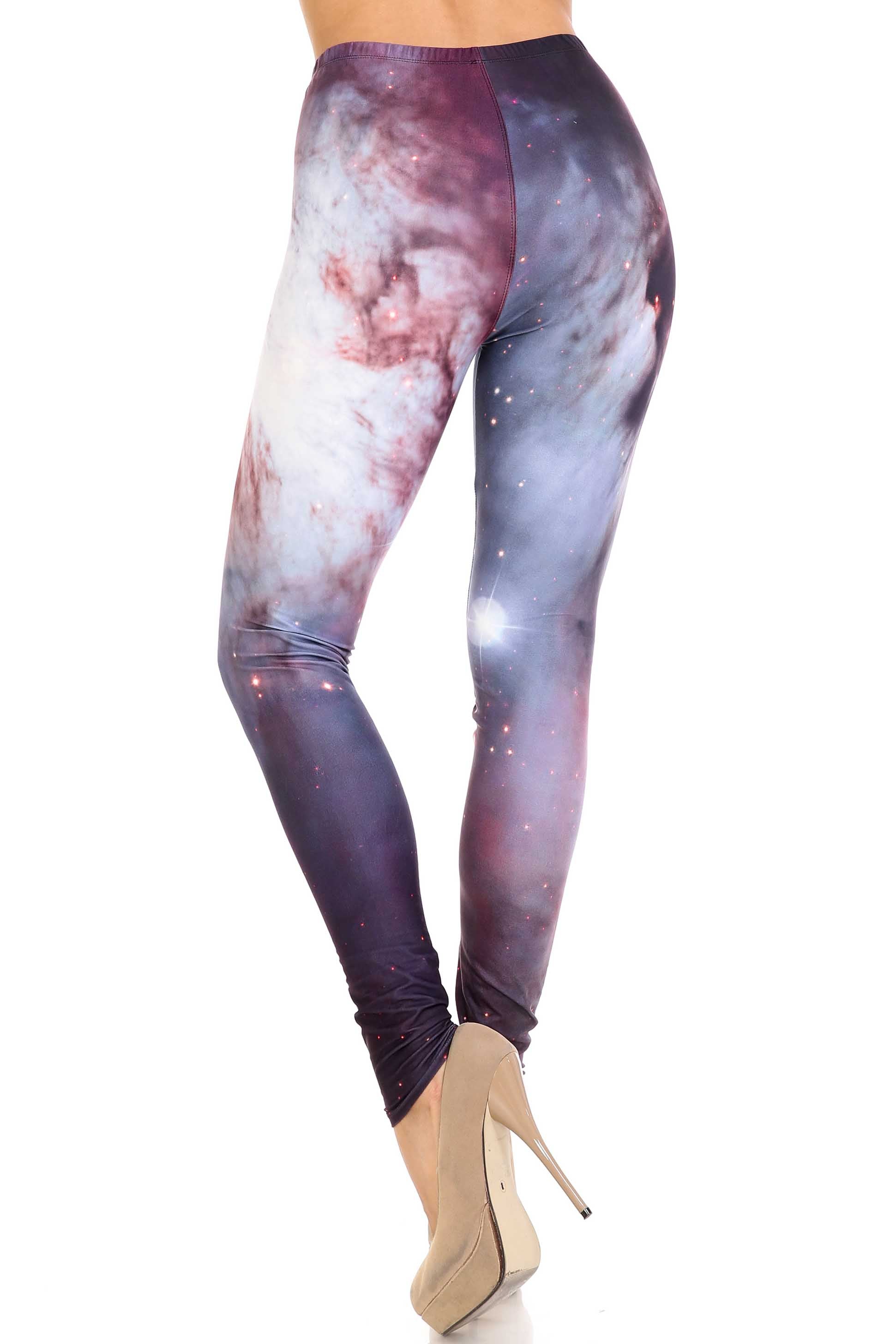 Creamy Soft Black Galaxy Plus Size Leggings - USA Fashion (One Size Plus,Black)