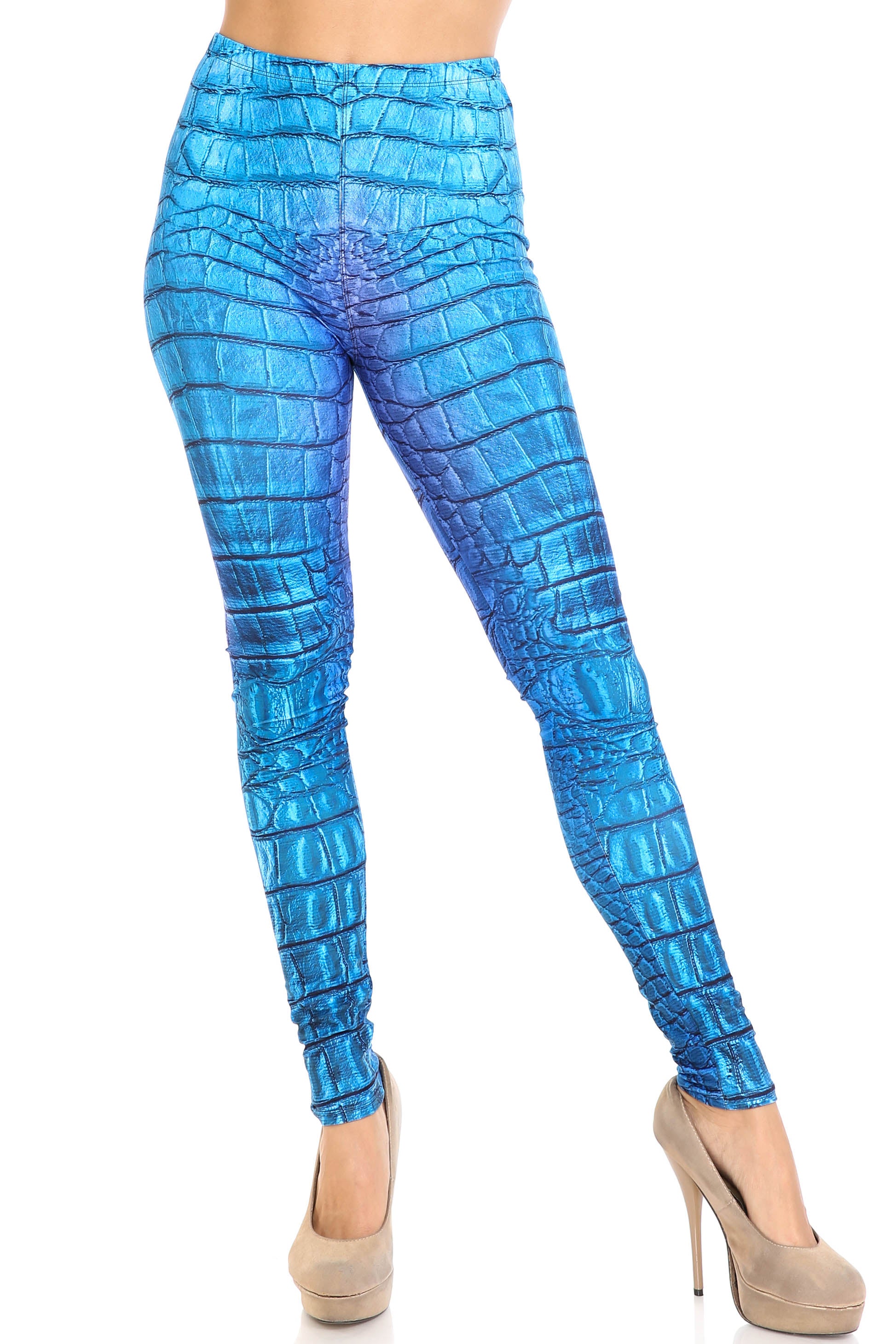 Creamy Soft Vibrant Blue Dragon Plus Size Leggings - By USA Fashion (One Size Plus,Blue)