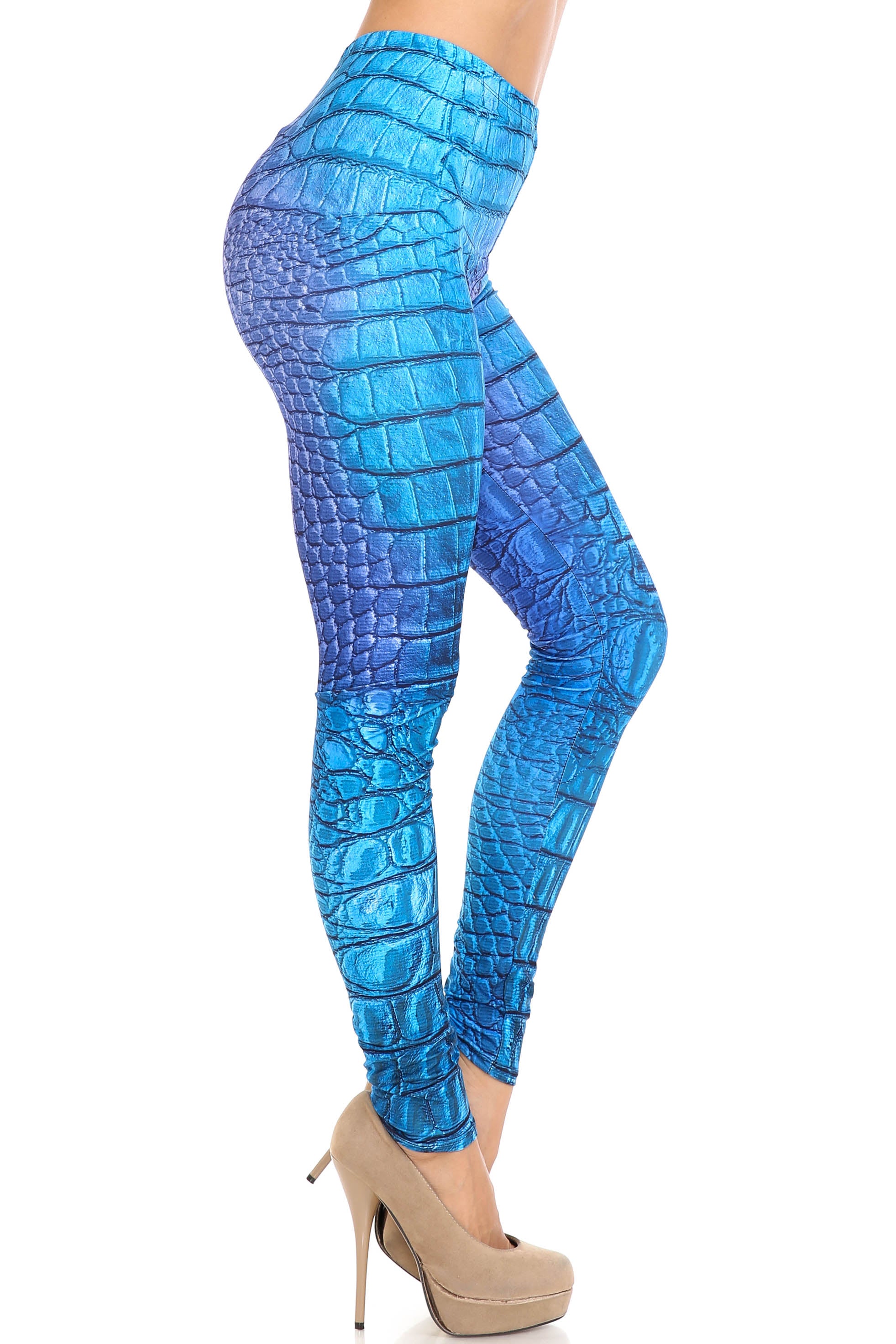 Creamy Soft Vibrant Blue Dragon Plus Size Leggings - By USA Fashion (One Size Plus,Blue)
