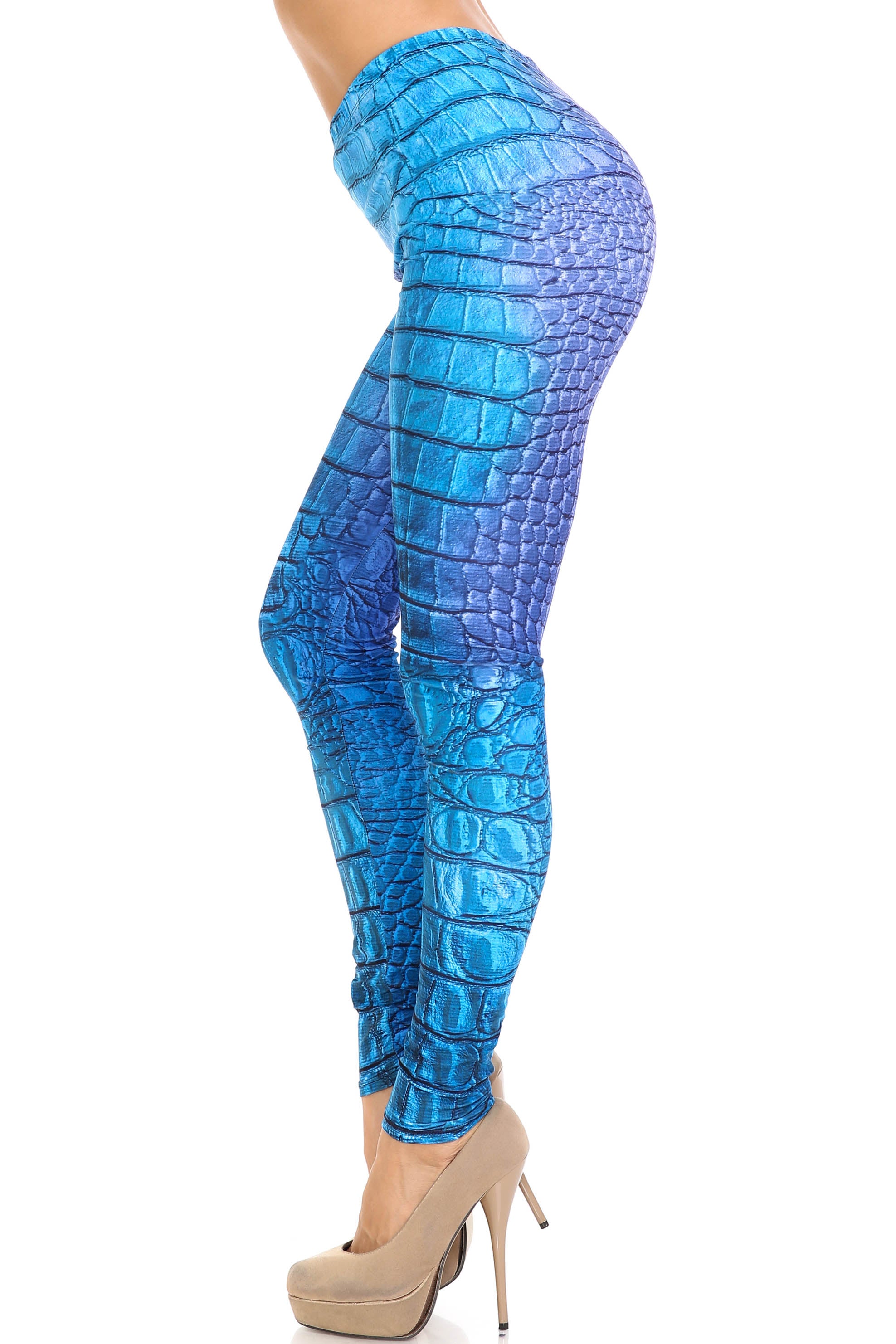 Creamy Soft Vibrant Blue Dragon Plus Size Leggings - By USA Fashion (One Size Plus,Blue)