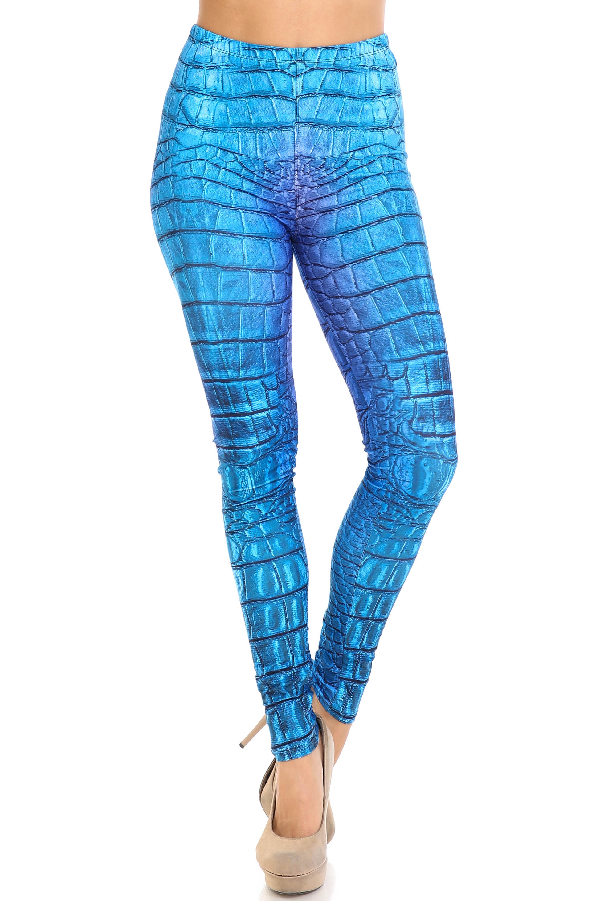 Creamy Soft Vibrant Blue Dragon Plus Size Leggings - By USA Fashion (One Size Plus,Blue)