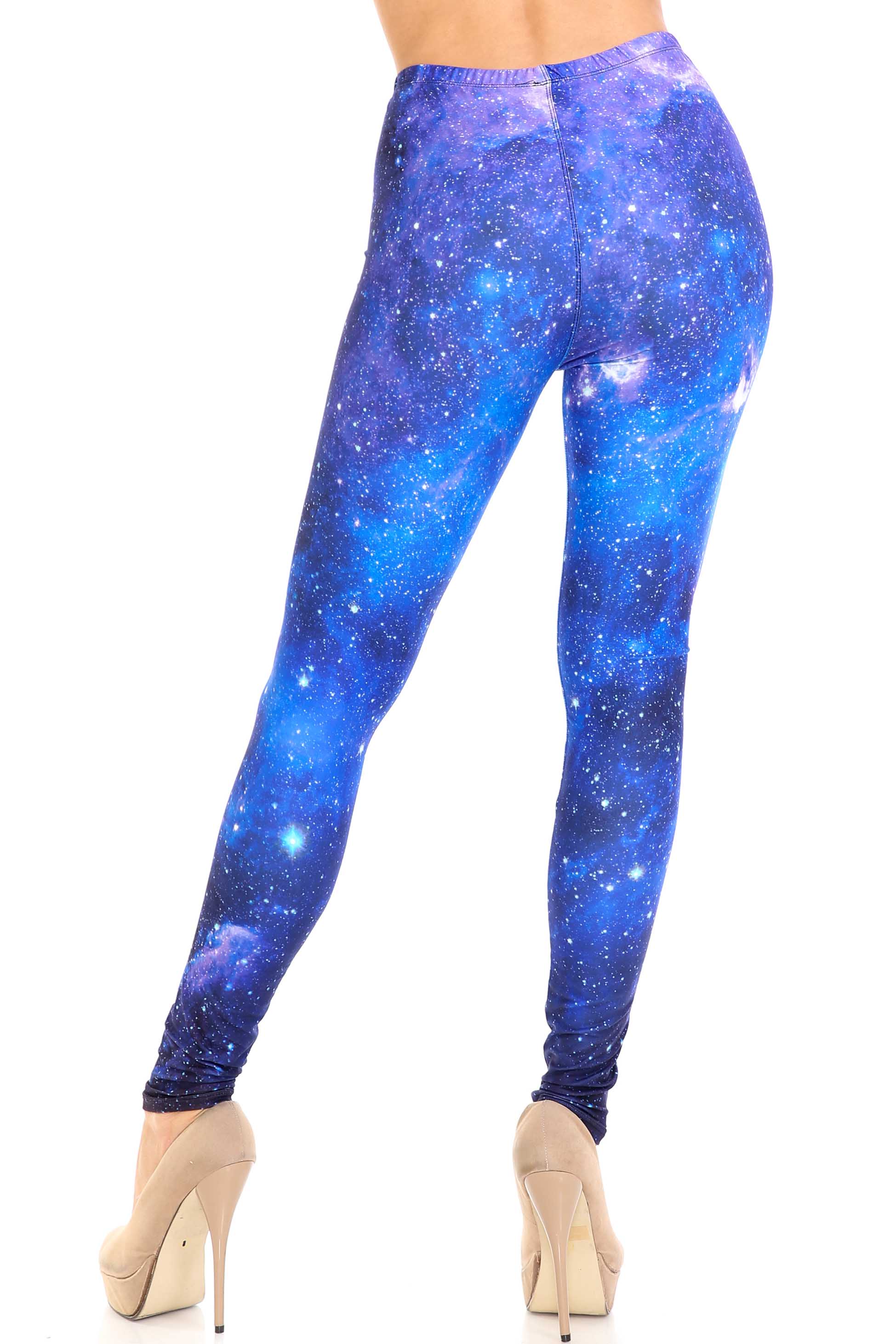 Creamy Soft Deep Blue Galaxy Plus Size Leggings - USA Fashion (One Size Plus,Blue)
