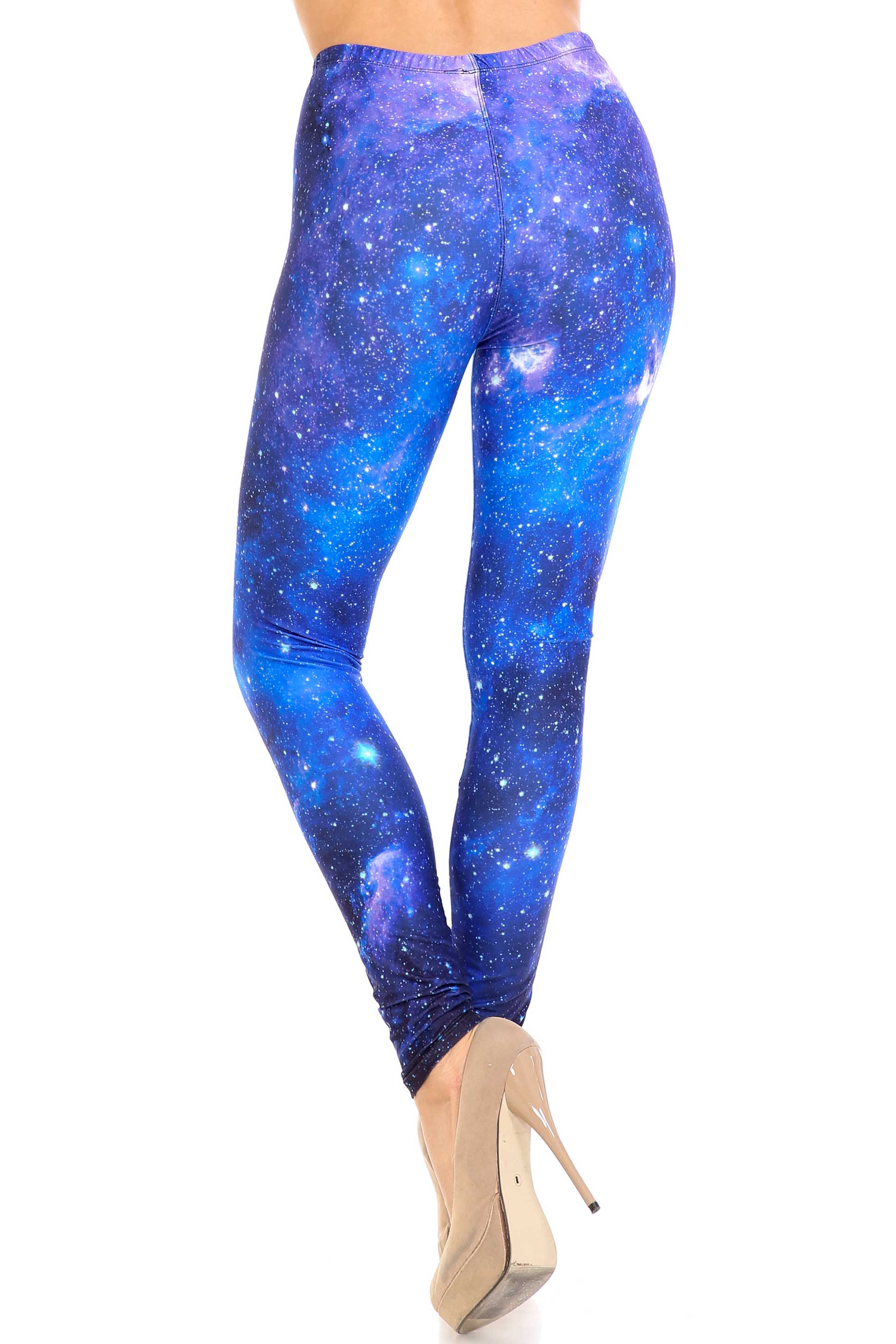 Creamy Soft Deep Blue Galaxy Plus Size Leggings - USA Fashion (One Size Plus,Blue)