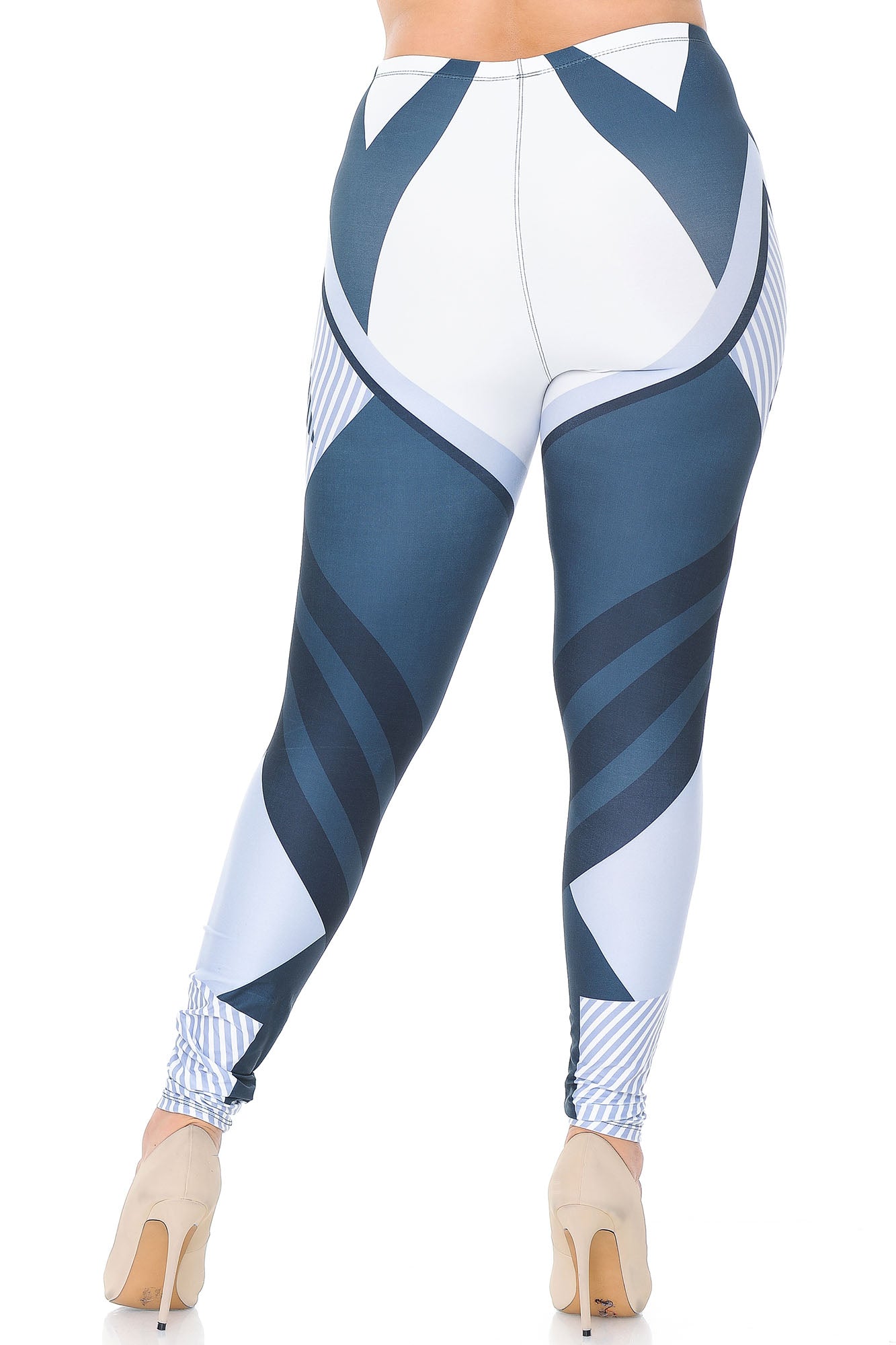 Creamy Soft Contour Angles Plus Size Leggings - USA Fashion (One Size Plus,White)