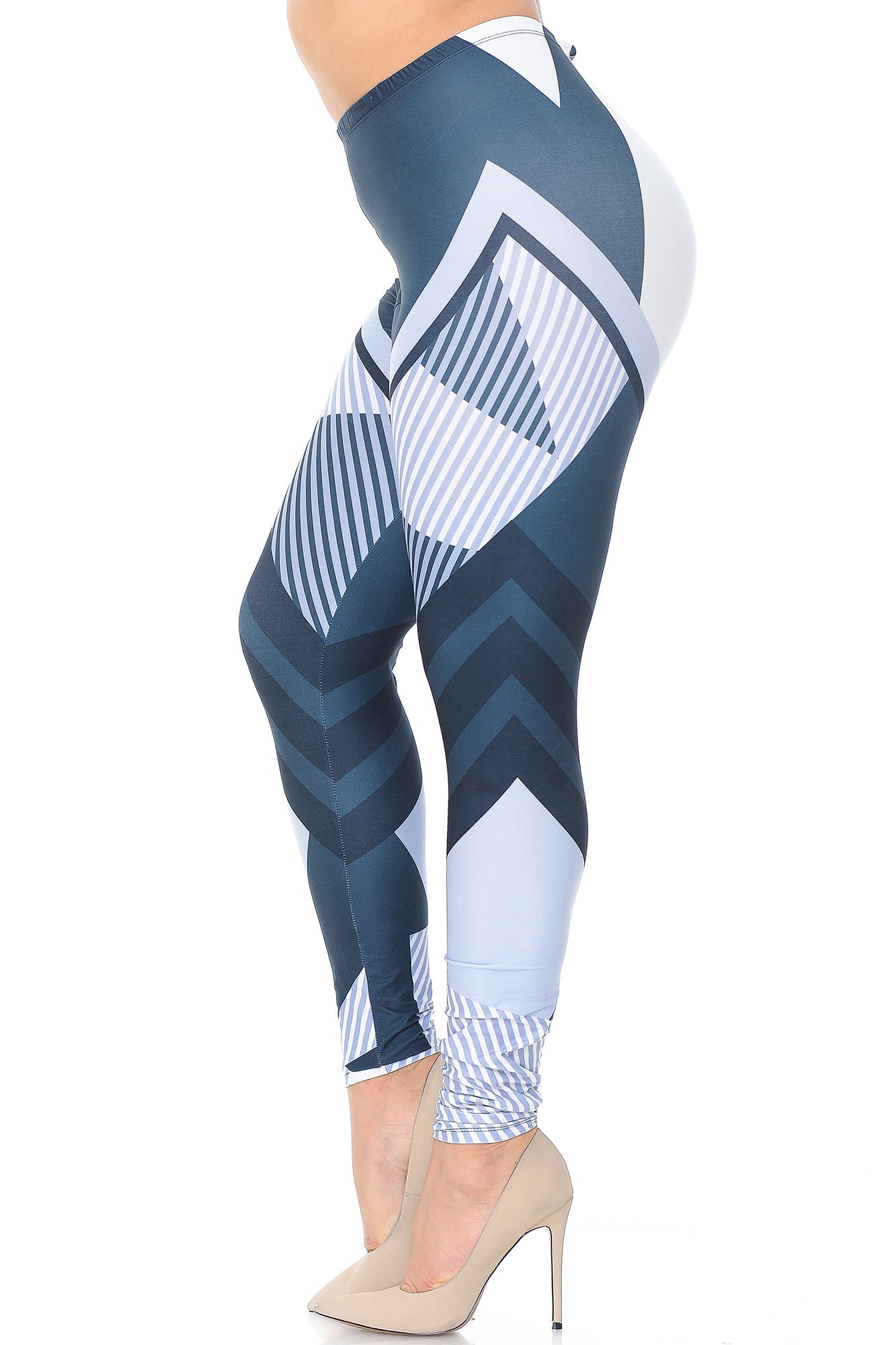 Creamy Soft Contour Angles Plus Size Leggings - USA Fashion (One Size Plus,White)
