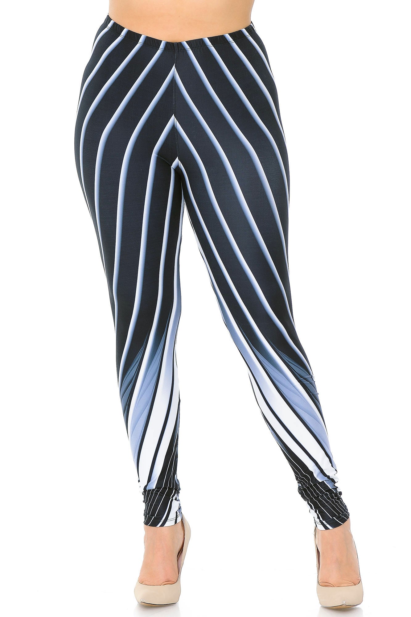 Creamy Soft Contour Body Lines Plus Size Leggings - USA Fashion (One Size Plus,Black)
