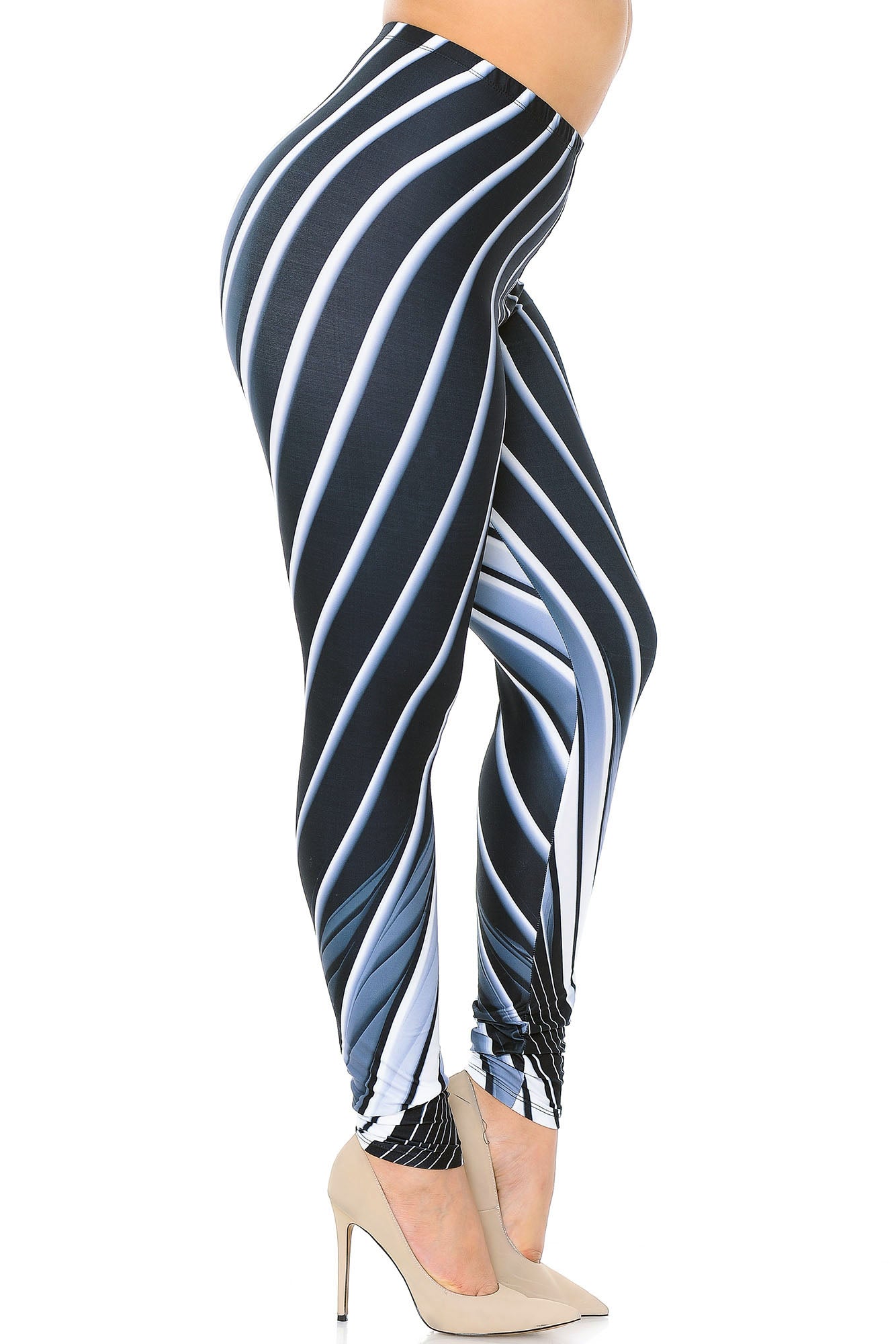 Creamy Soft Contour Body Lines Plus Size Leggings - USA Fashion (One Size Plus,Black)