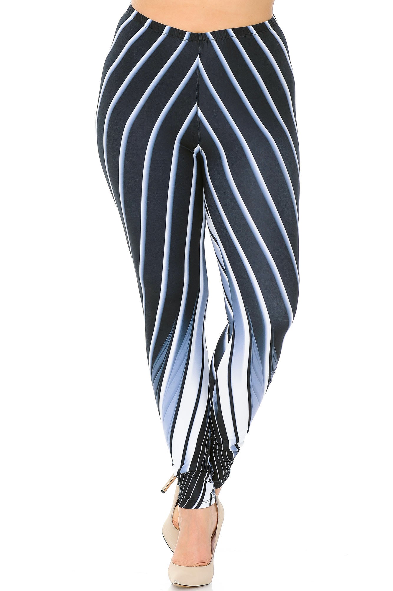 Creamy Soft Contour Body Lines Plus Size Leggings - USA Fashion (One Size Plus,Black)