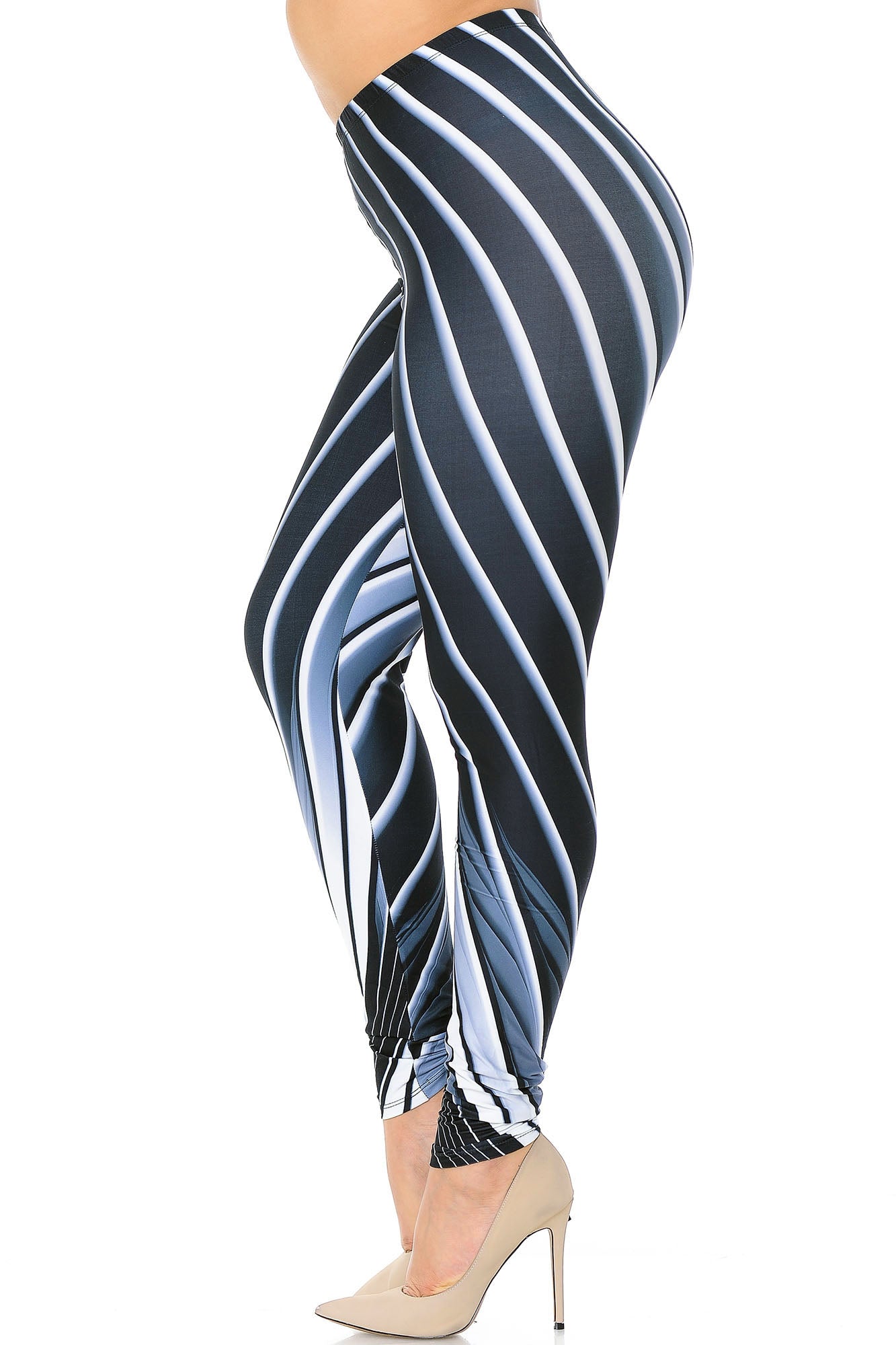 Creamy Soft Contour Body Lines Plus Size Leggings - USA Fashion (One Size Plus,Black)