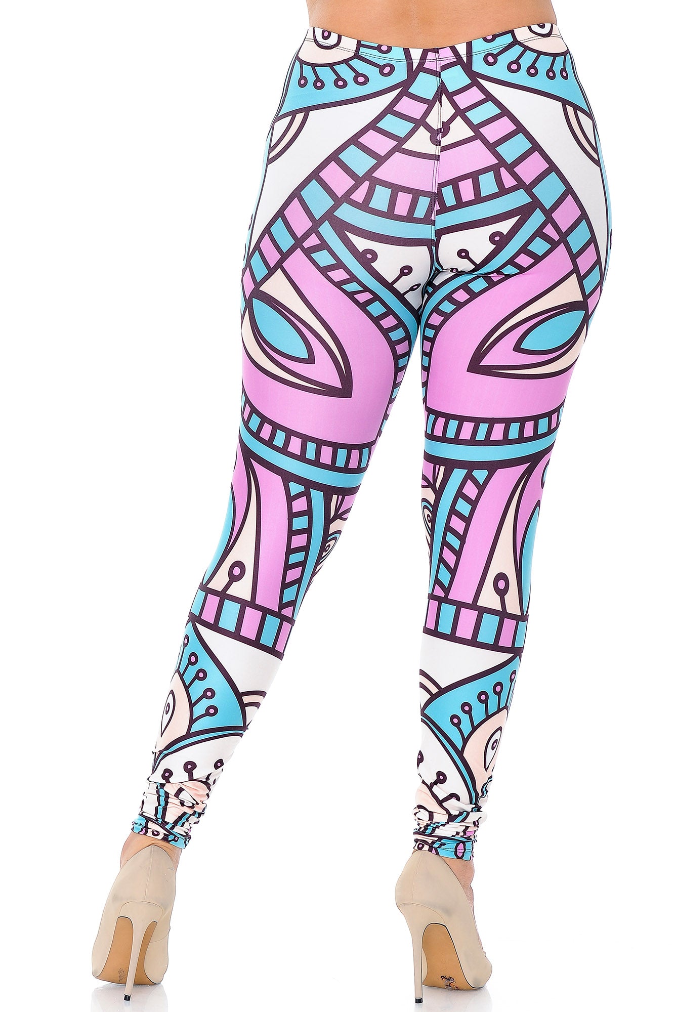 Creamy Soft Cute Mandala Plus Size Leggings - USA Fashion (One Size Plus,Multi Color Pastel)