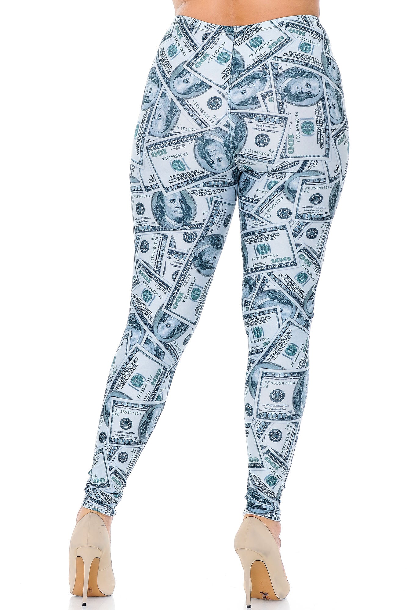 Creamy Soft Raining Money Plus Size Leggings - USA Fashion (One Size Plus,Green)