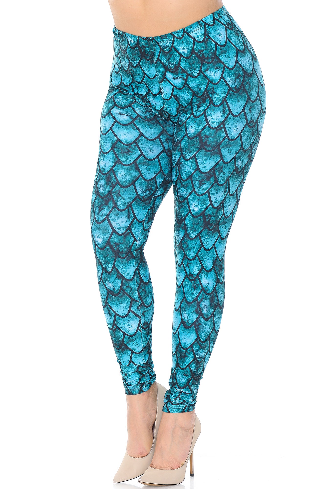 Creamy Soft Green Dragon Plus Size Leggings - USA Fashion (One Size Plus,Green)