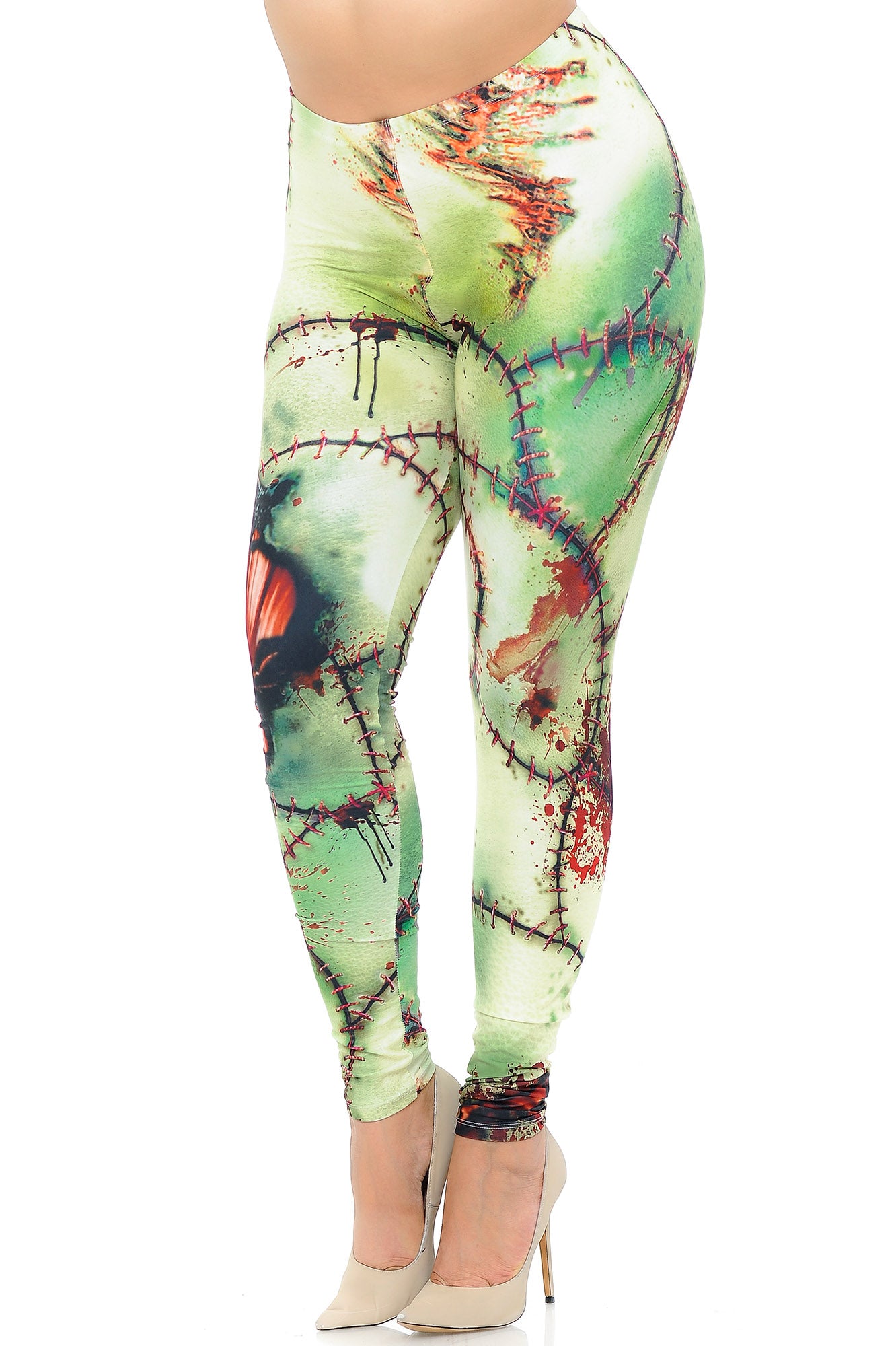 Creamy Soft Zombie Plus Size Leggings - USA Fashion (One Size Plus,Green)
