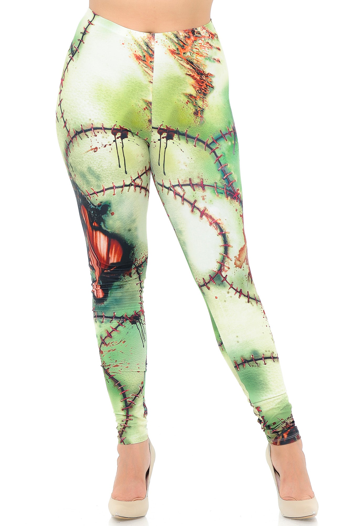 Creamy Soft Zombie Plus Size Leggings - USA Fashion (One Size Plus,Green)