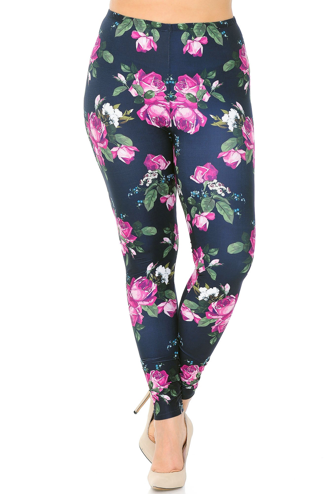 Creamy Soft Fuchsia Rose Plus Size Leggings - USA Fashion (One Size Plus,Fuchsia)