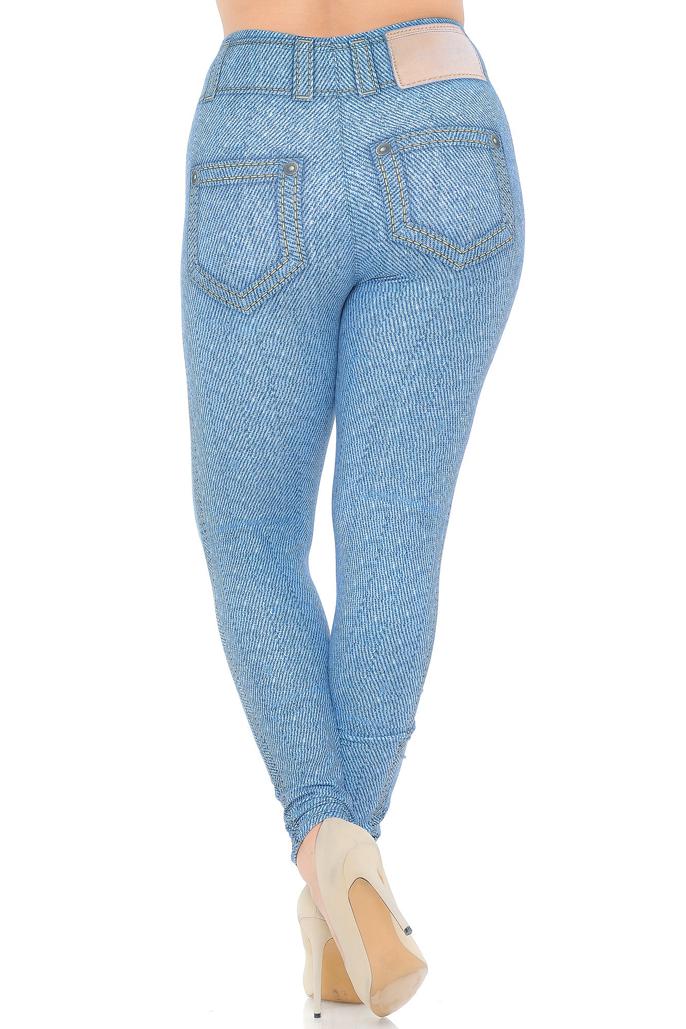 Creamy Soft Beautiful Blue Jean Plus Size Leggings - USA Fashion (One Size Plus,Blue)