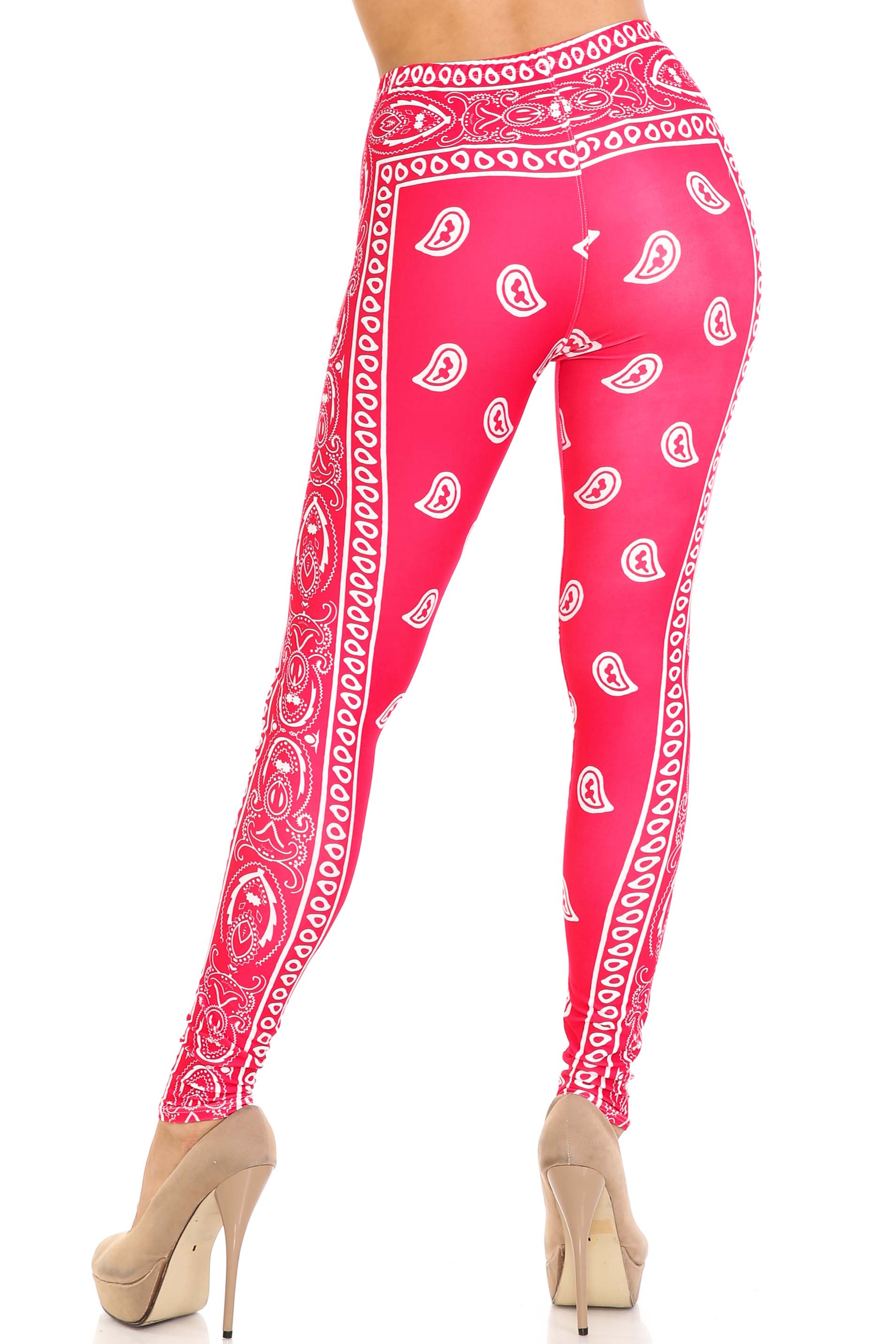 Creamy Soft Red Bandana Plus Size Leggings - USA Fashion (One Size Plus,Red)