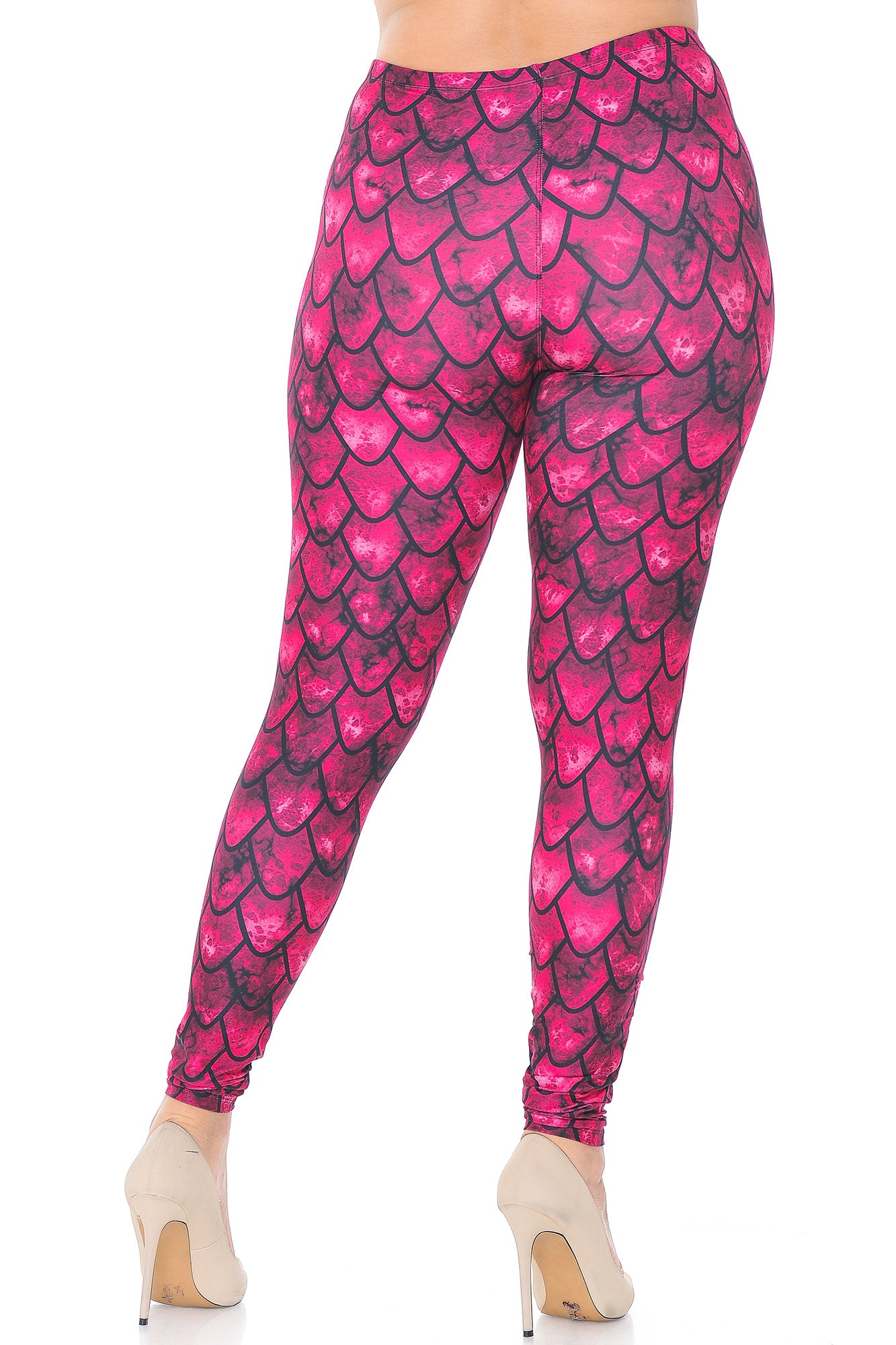 Creamy Soft Red Scale Plus Size Leggings - USA Fashion (One Size Plus,Red)