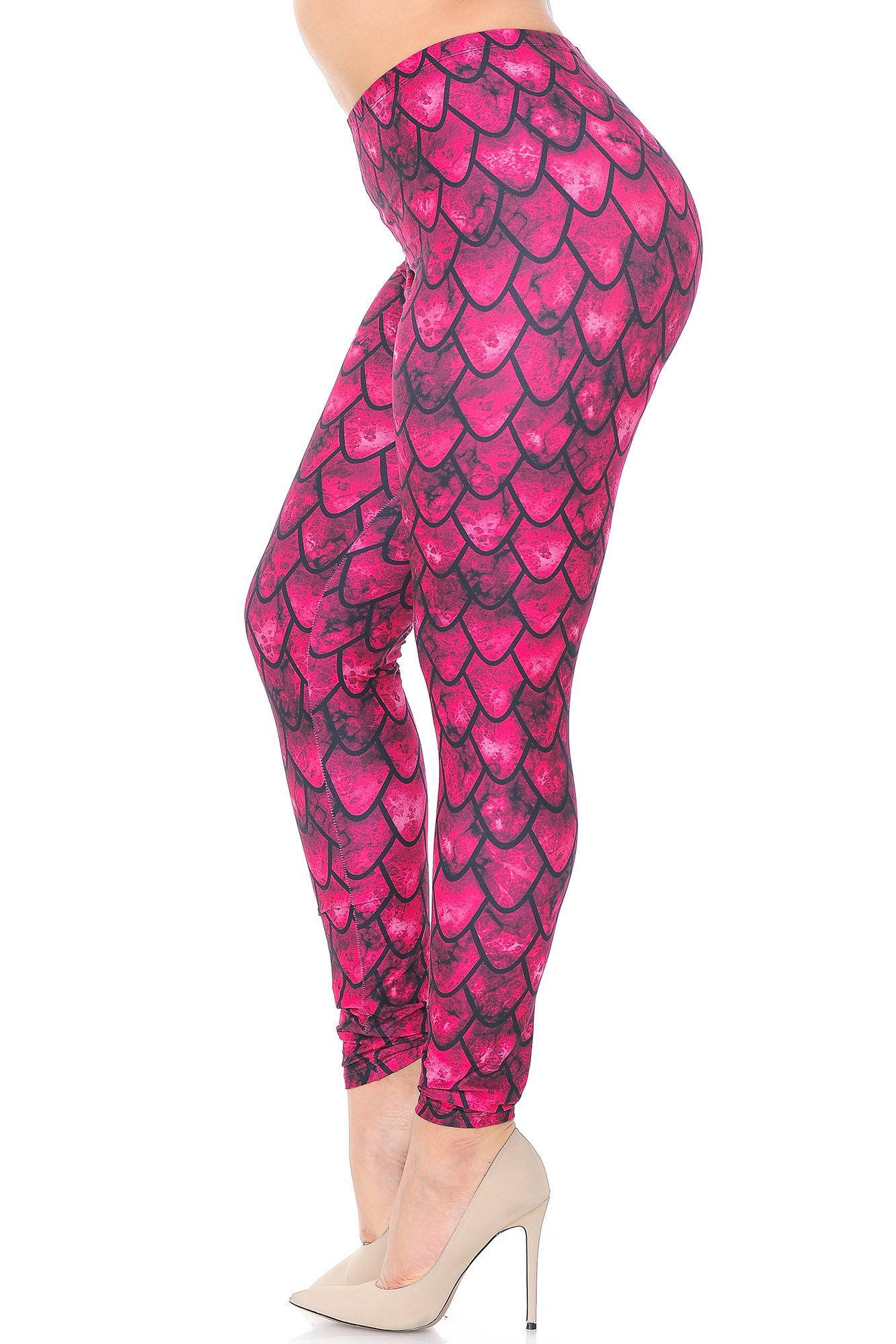Creamy Soft Red Scale Plus Size Leggings - USA Fashion (One Size Plus,Red)