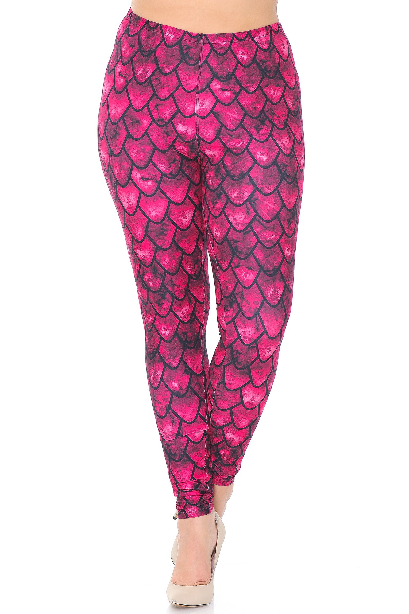 Creamy Soft Red Scale Plus Size Leggings - USA Fashion (One Size Plus,Red)