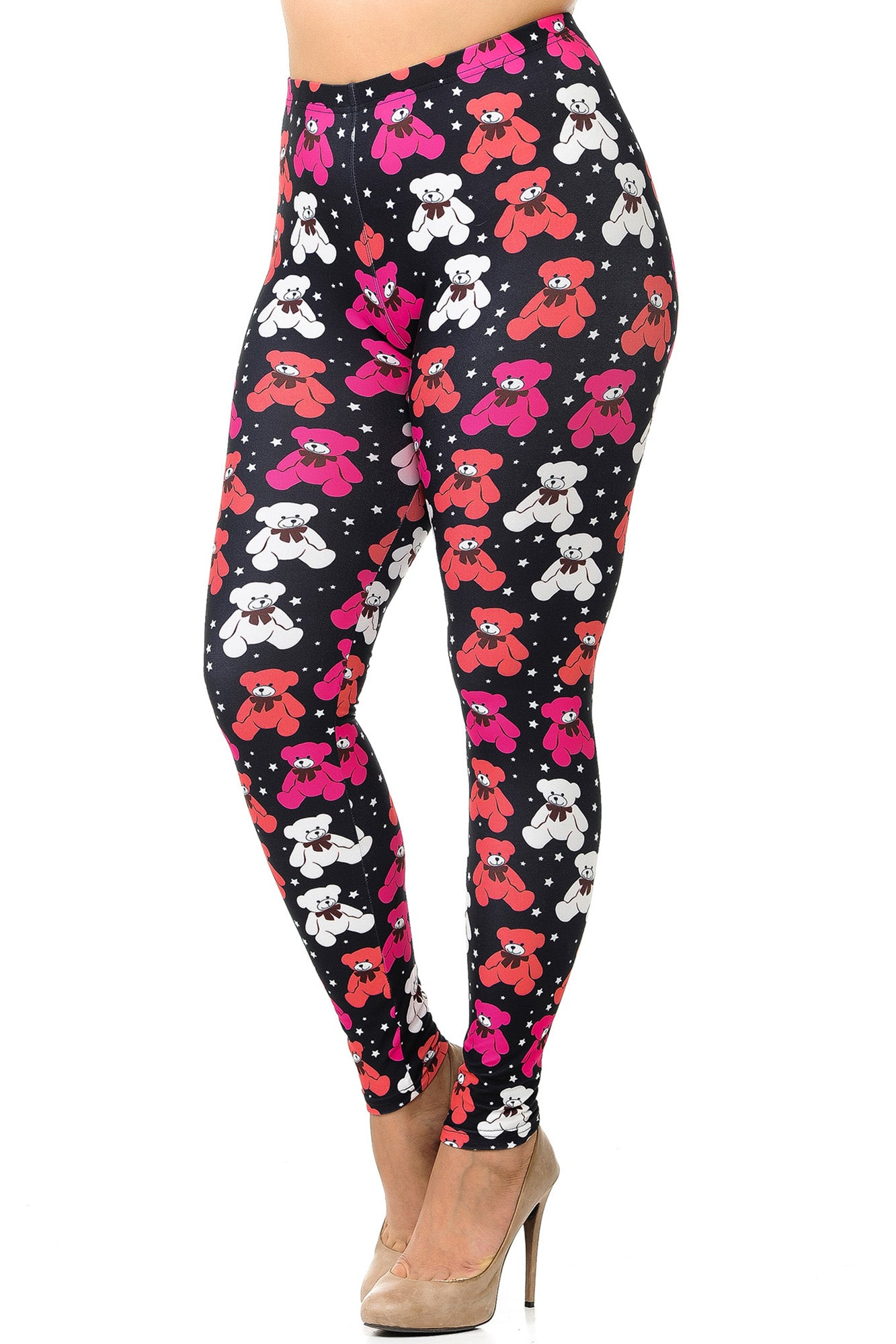 Creamy Soft Teddy Bear Plus Size Leggings (One Size Plus,Pink)